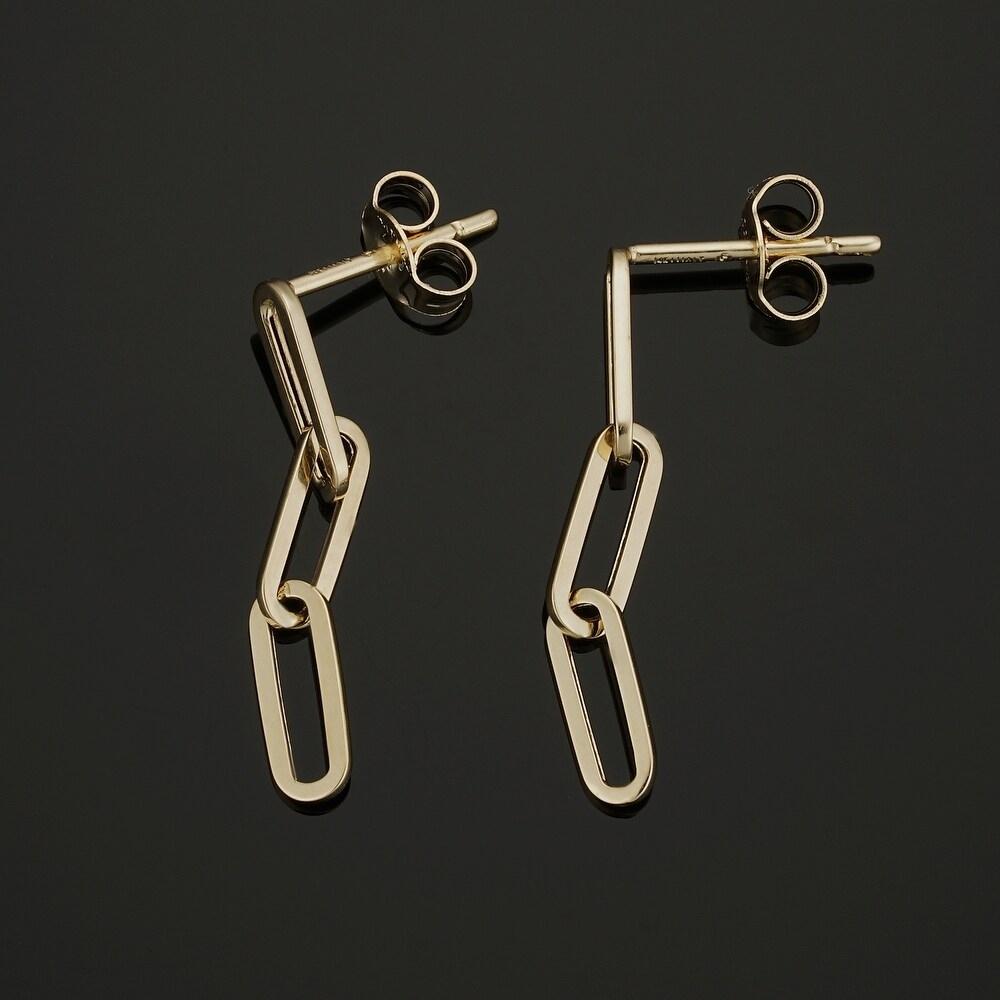 14k Yellow Gold Clip Dangle Women's Earrings 3/4' Tall