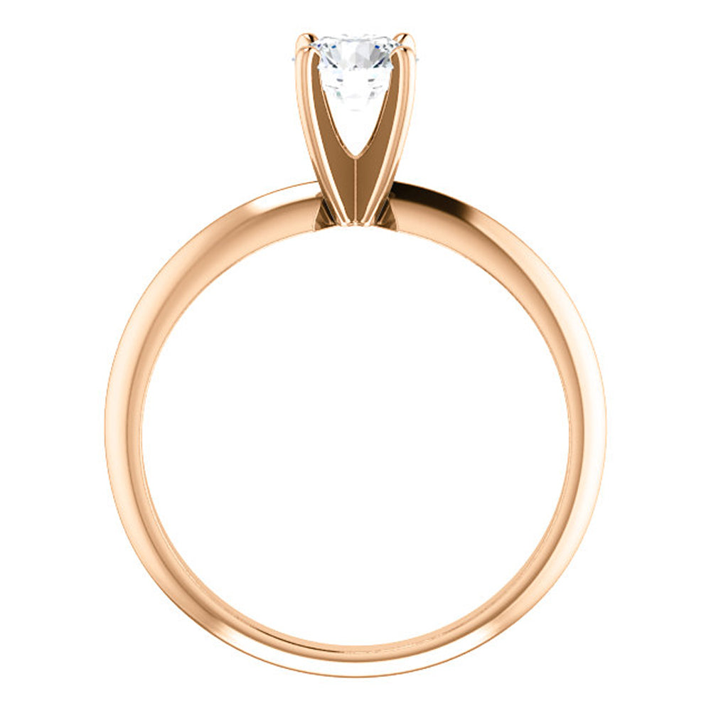 1/2 Ct Lab Grown Diamond Solitaire Engagement Ring 14k White Rose or Yellow Gold