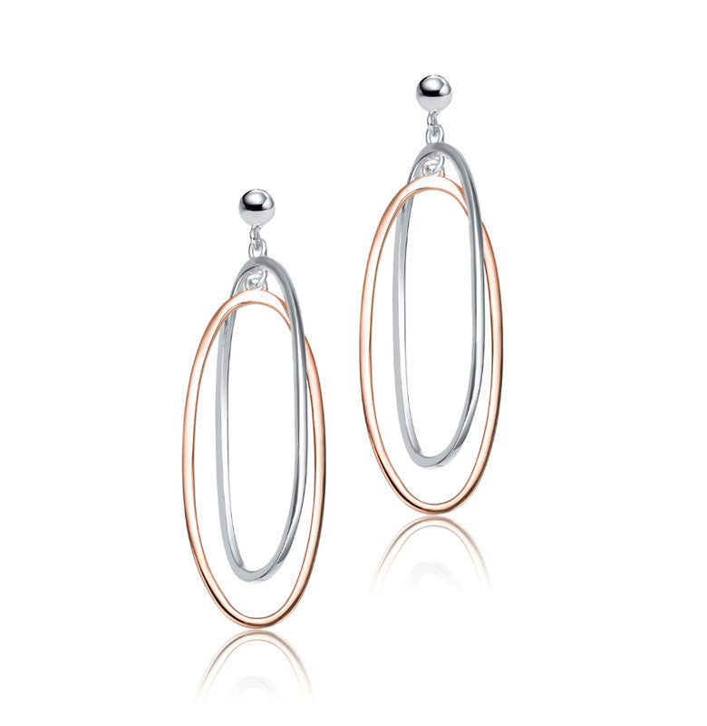Sterling Silver Two-Tone Oval Earrings