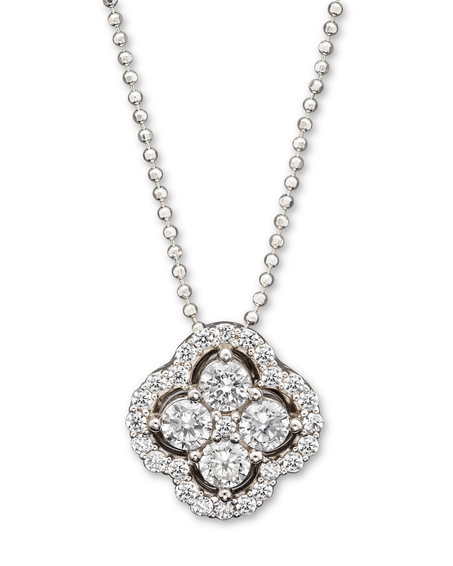 Diamond Cluster Pendant Necklace in 14K White Gold, .75 ct. t.w. - Exclusive