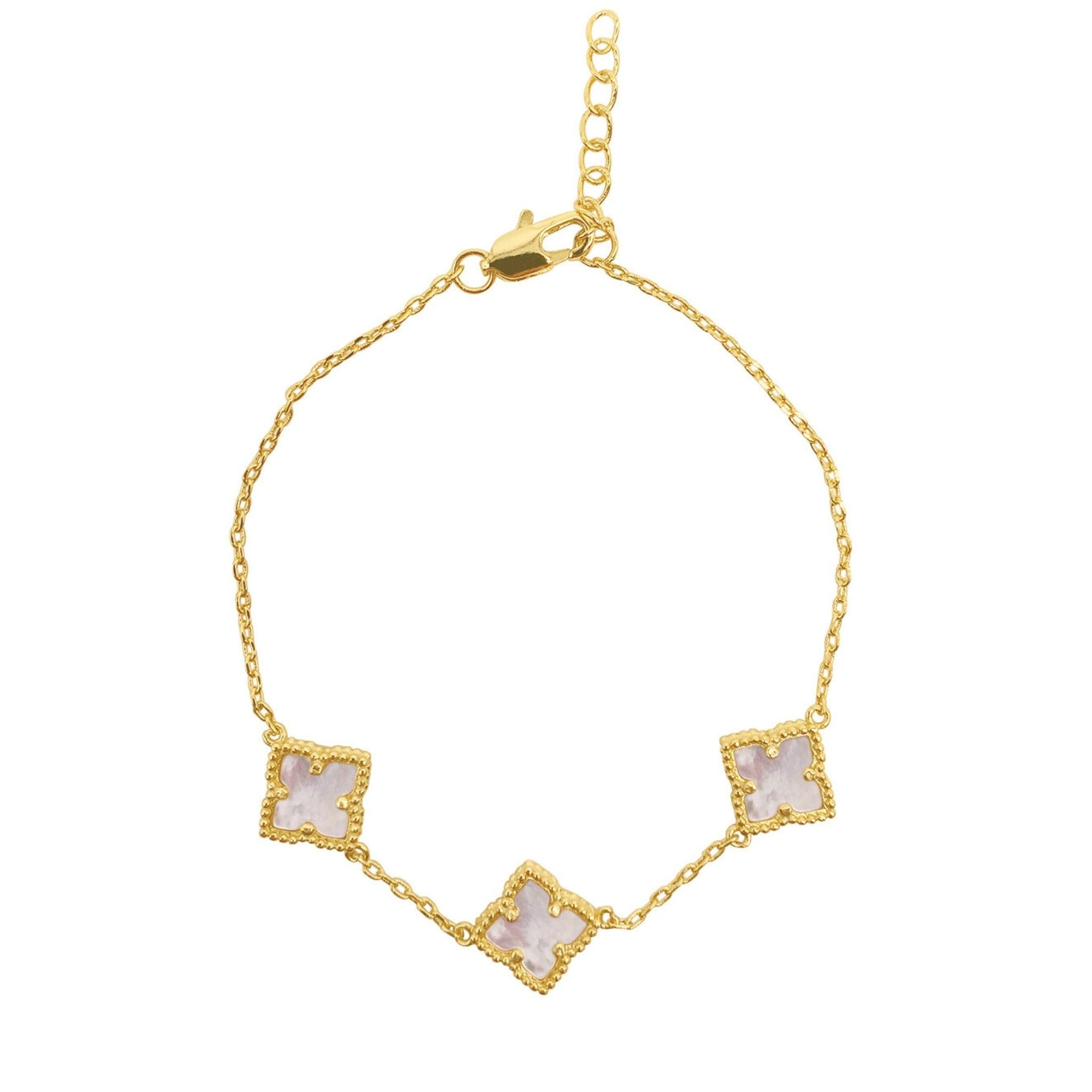 Adornia Adornia White Mother of Pearl Flower Bracelet gold