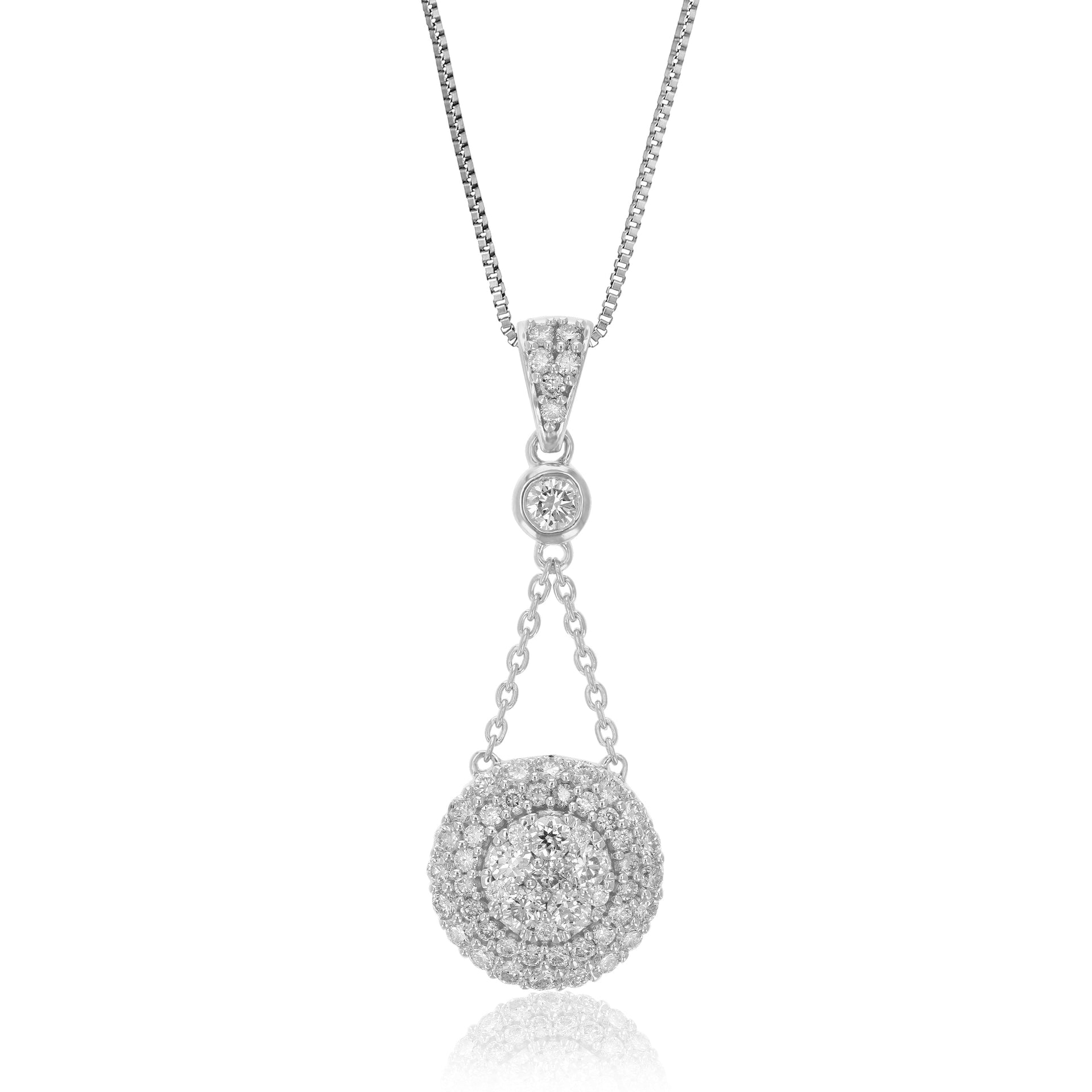3/4 cttw Lab Grown Diamond Pendant Necklace .925 Sterling Silver 2/5 Inch With 18 Inch Chain