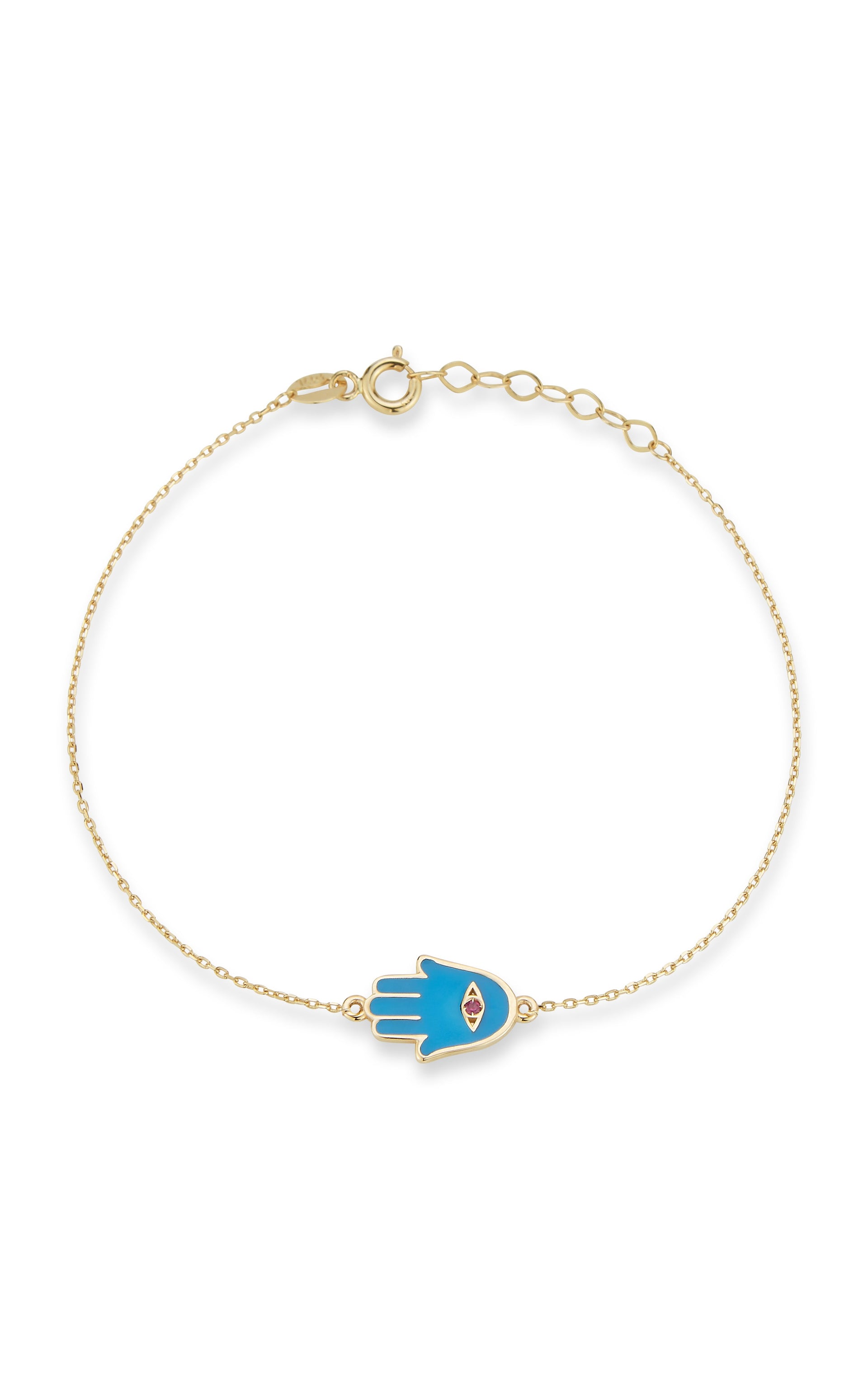 14K Gold & Ruby Hamsa Bracelet