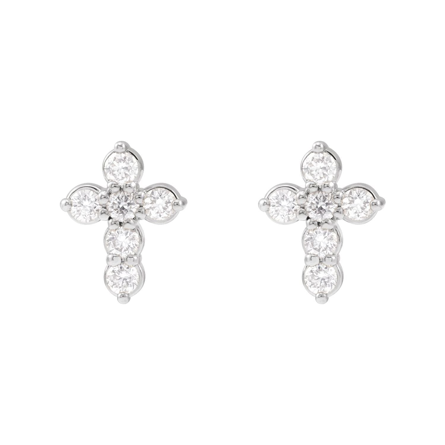 14K White Gold 1/6ct Lab-grown Diamond Cross Earrings Clarity SI Color G-H