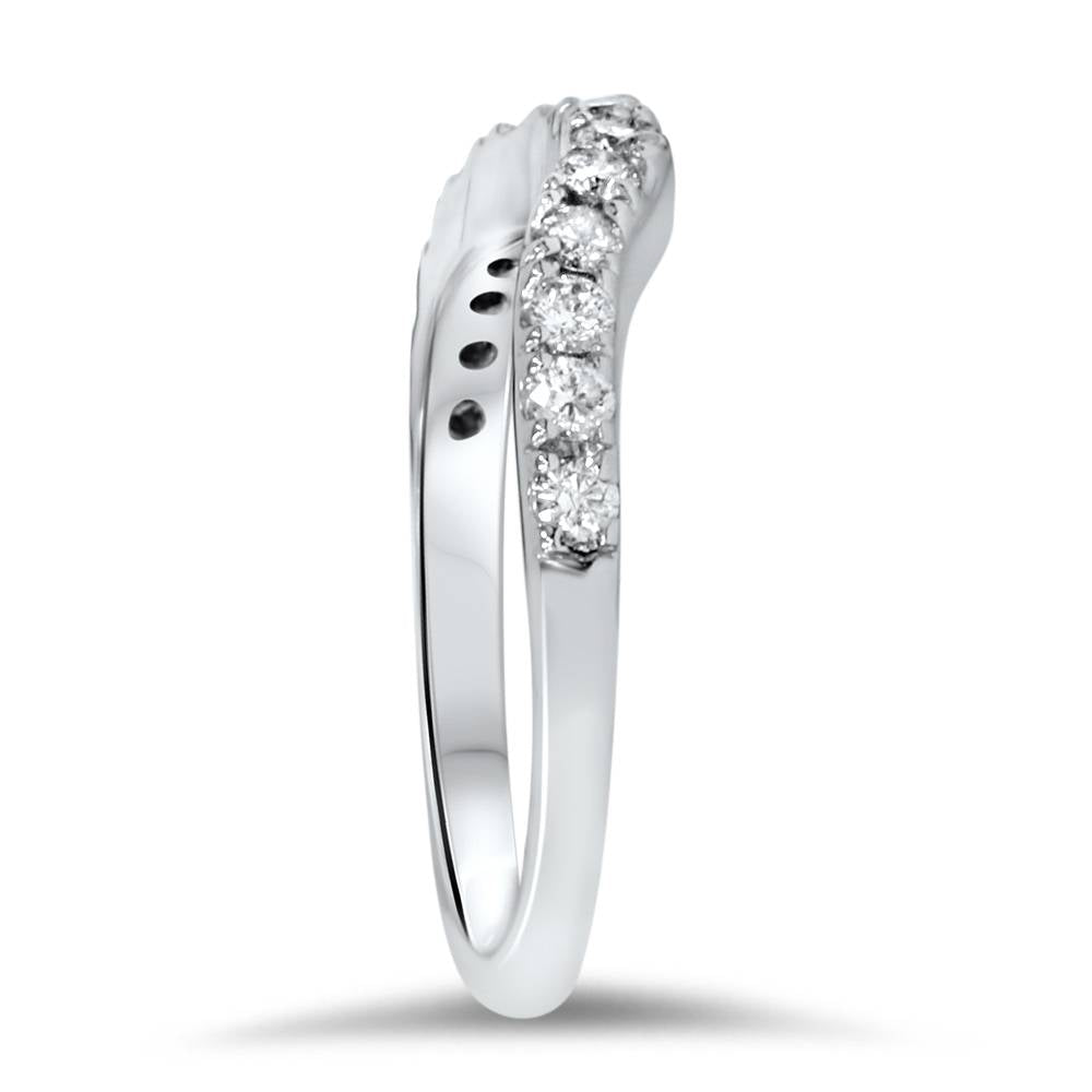 14K White Gold 3/8 ct Diamond Wedding Anniversary Curved Guard Ring