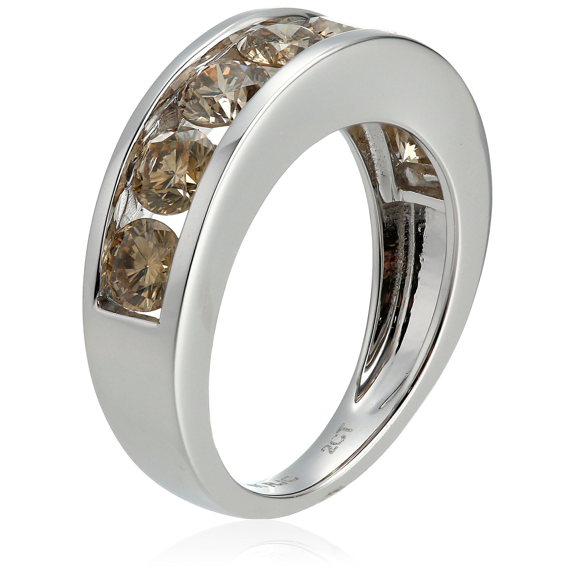 2 Cttw 7 Stones Champagne Diamond Wedding Band 14K Gold Channel