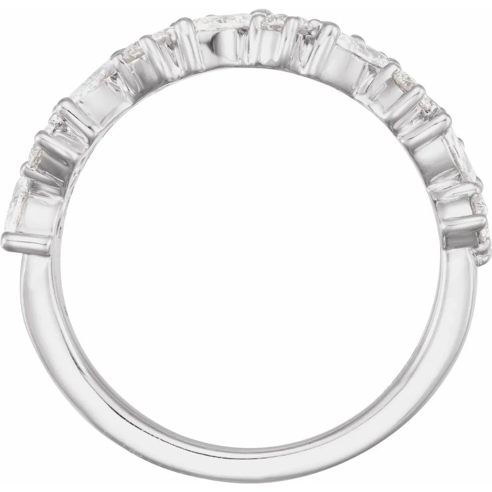 1 1/3Ct Marquise Designed Anniversary Band Cut 14k Gold Lab Grown