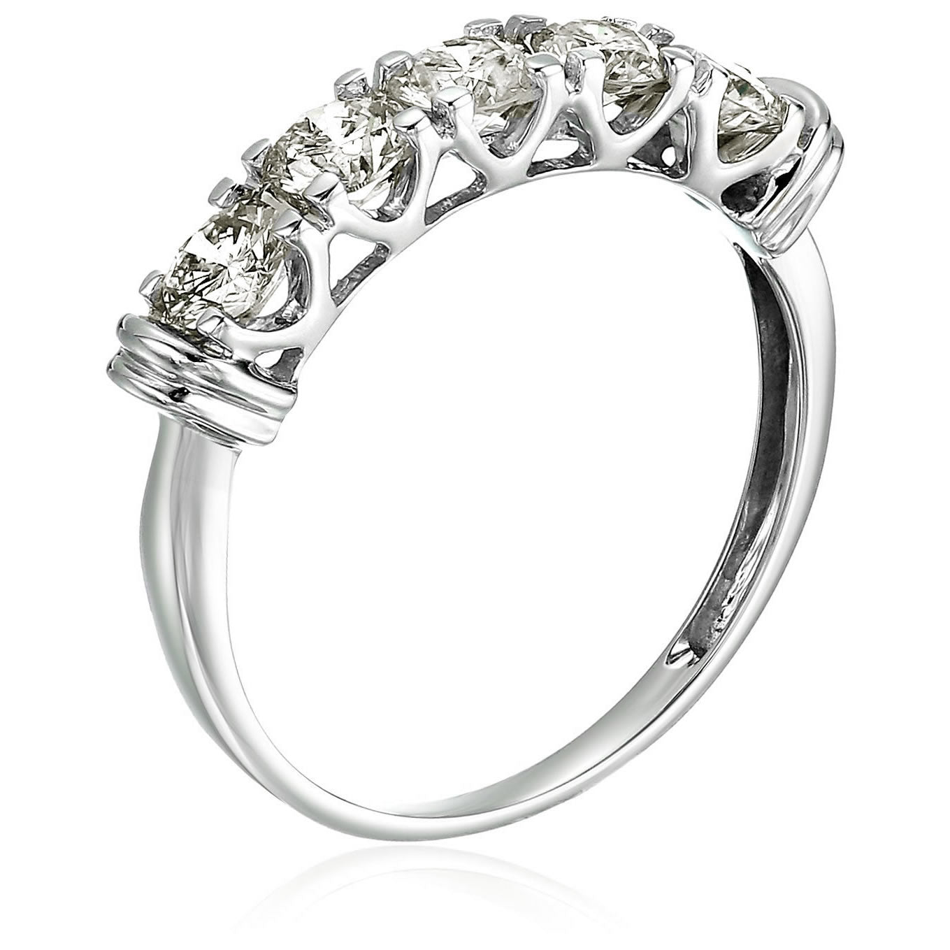 1 Cttw Certified SI2-I1 5 Stone Diamond Engagement Ring 14K White Or Yellow Gold