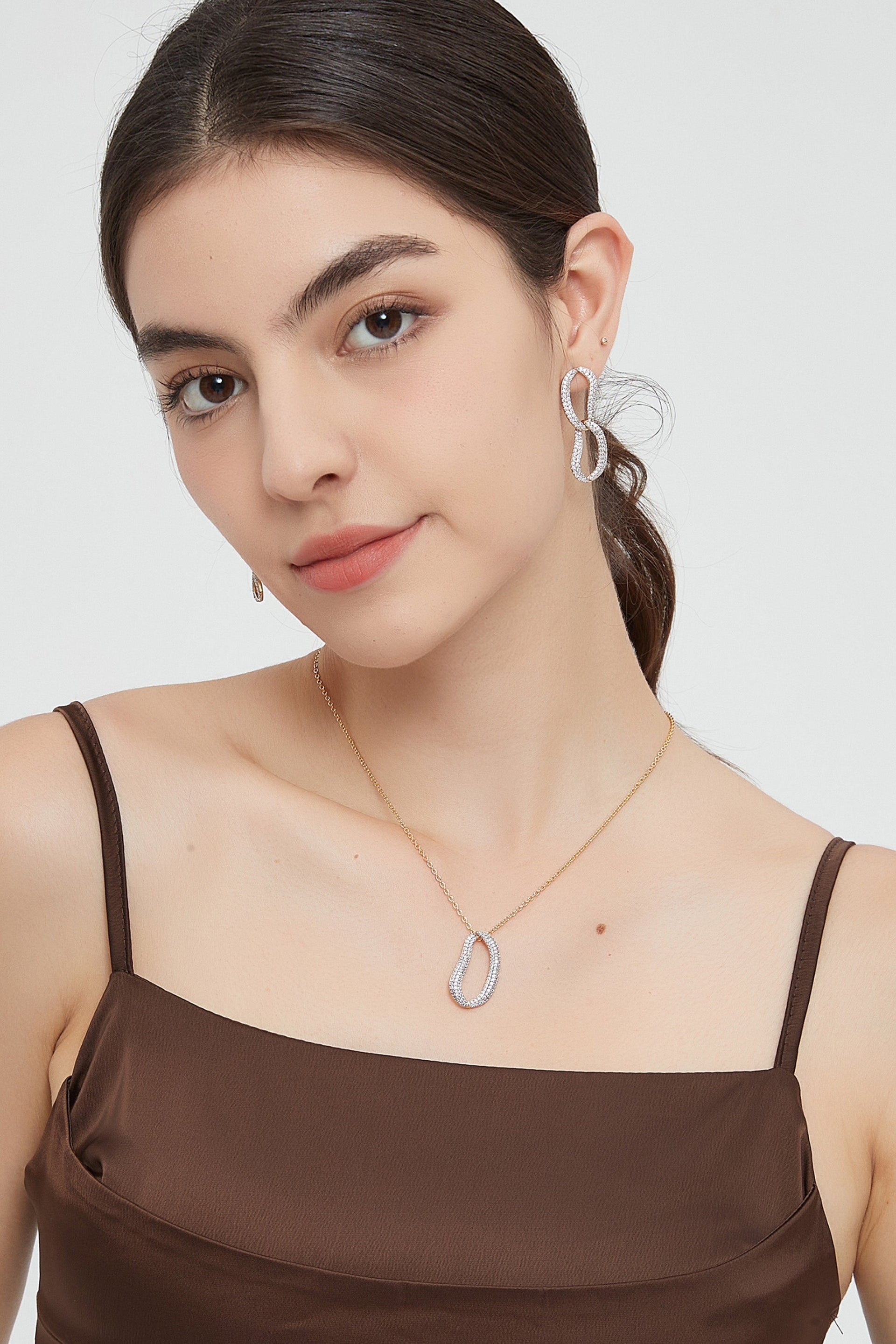 Infinity Pavé Irregular Hoop Pendant Necklace