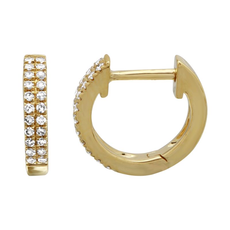 Gold Double Line Diamond Mini Hoop Earring