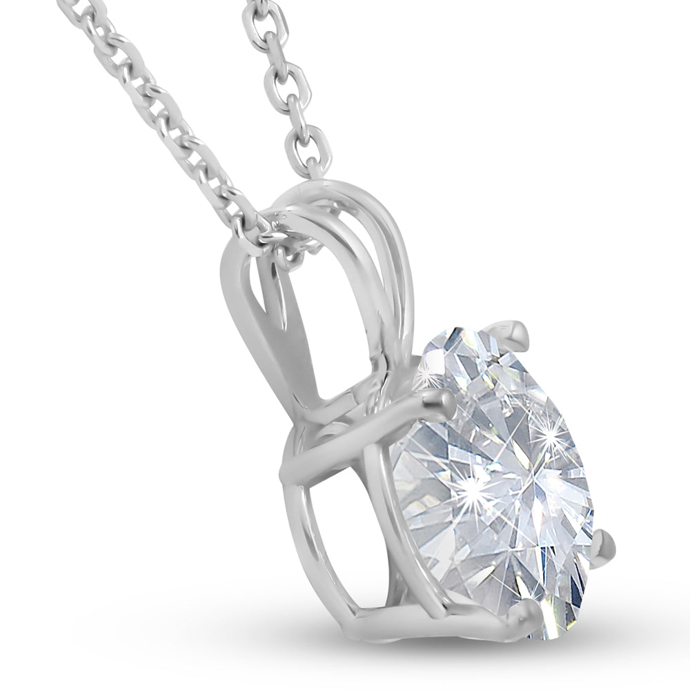 Certified 3Ct Round Solitaire Diamond Pendant 14k White Gold Necklace Lab Grown