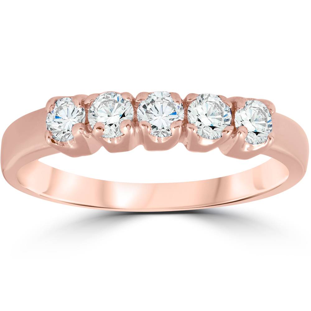 1/2 CT 5-Stone Diamond Wedding Ring 14K Rose Gold
