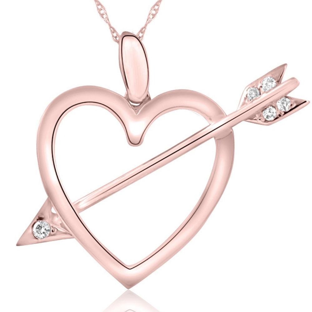 14k Heart & Arrow Diamond Pendant Necklace 1' Tall