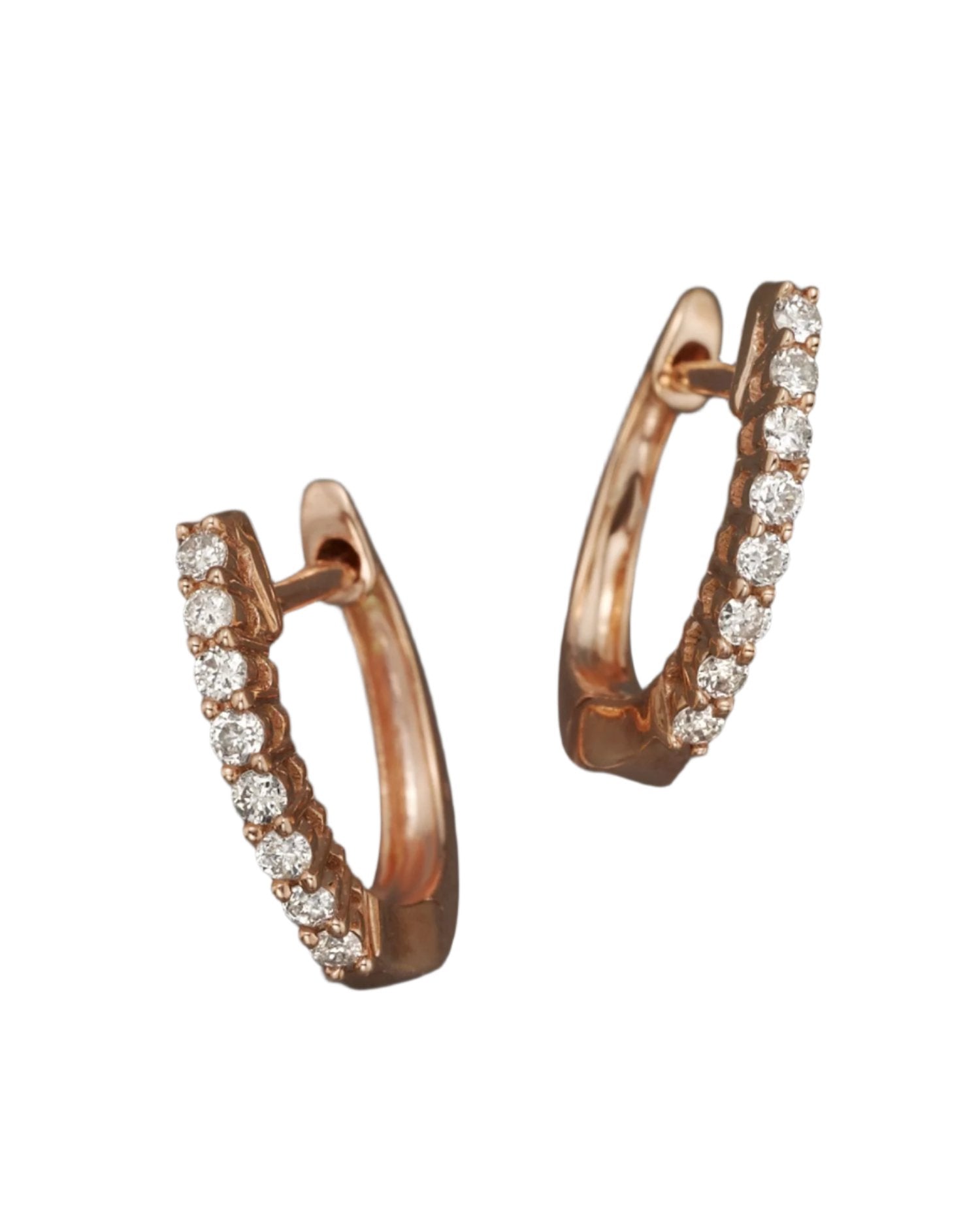 Diamond Huggie Hoop Earrings in 14K Rose Gold, 0.15 ct. t.w. - Exclusive