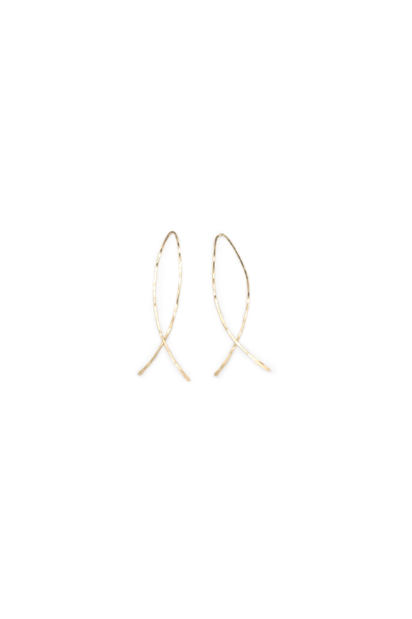 Small Fishtail Hammered Demi Fine Wire Earring - 14k gold fill/Sterling Silver