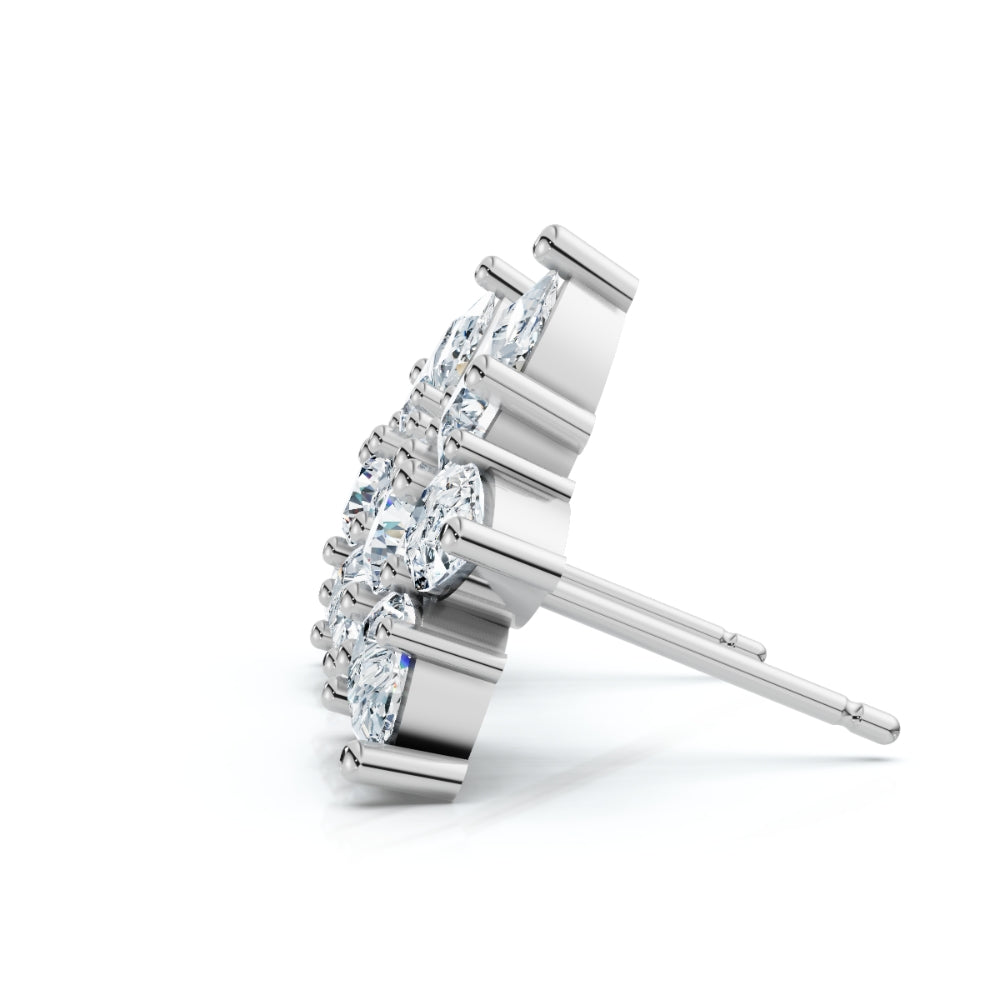 2ct Pear Shape Cluster Diamond Earrings 14k Gold Lab Grown Women's