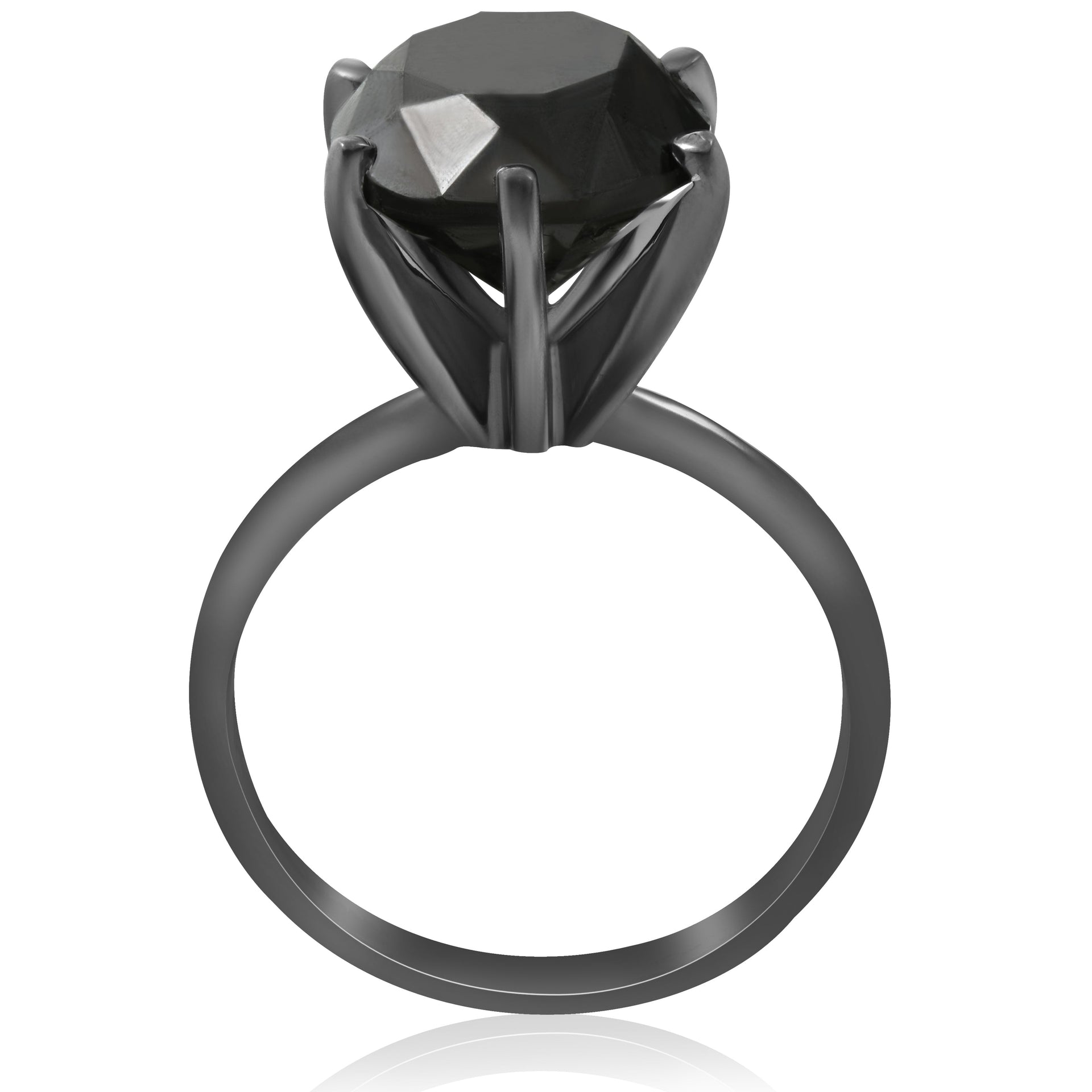 5 1/2ct Black Diamond Solitaire Engagement Ring 14k Black Gold