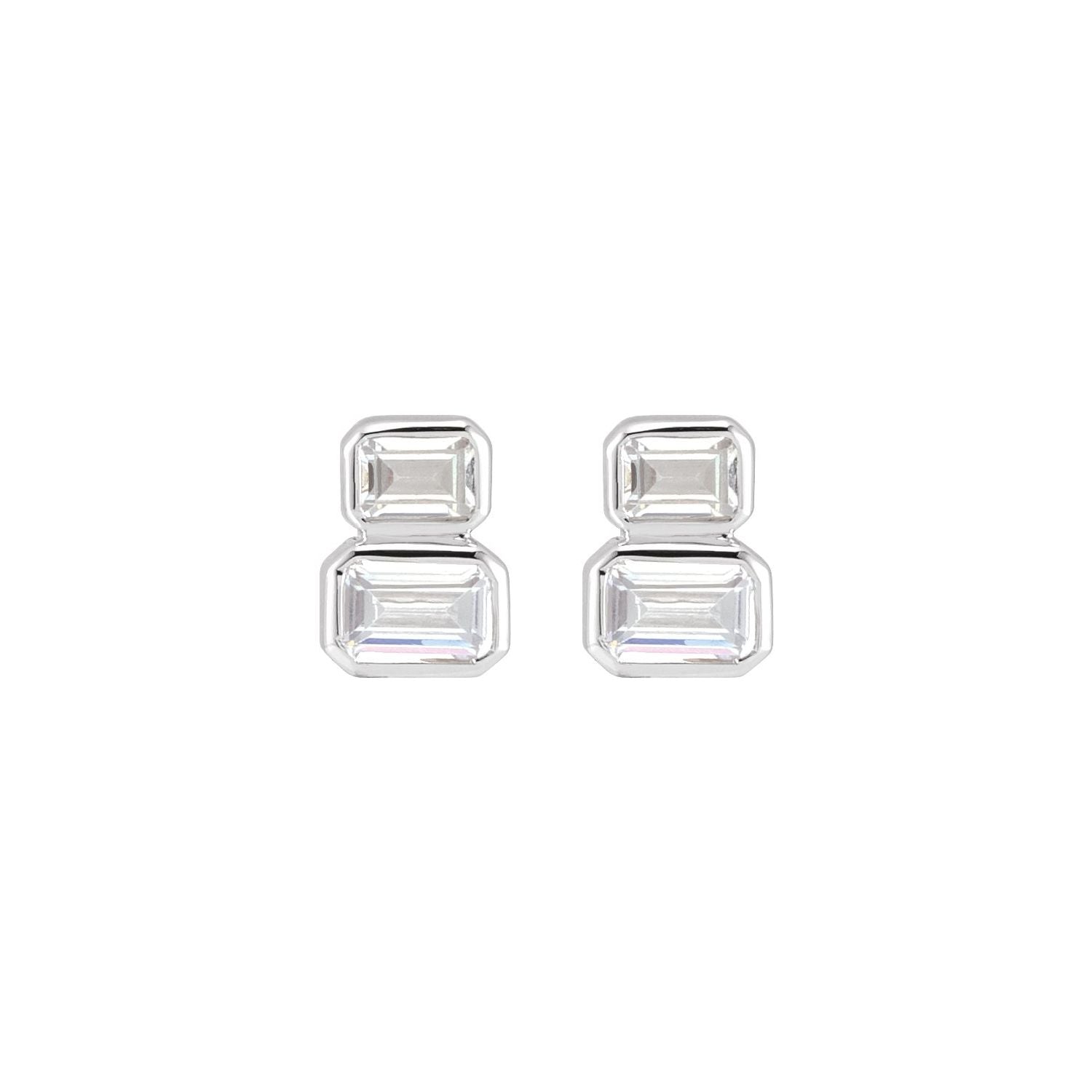 14K Gold 1ct Lab-grown Diamond Two-stone Stud Earrings Clarity SI Color G-H