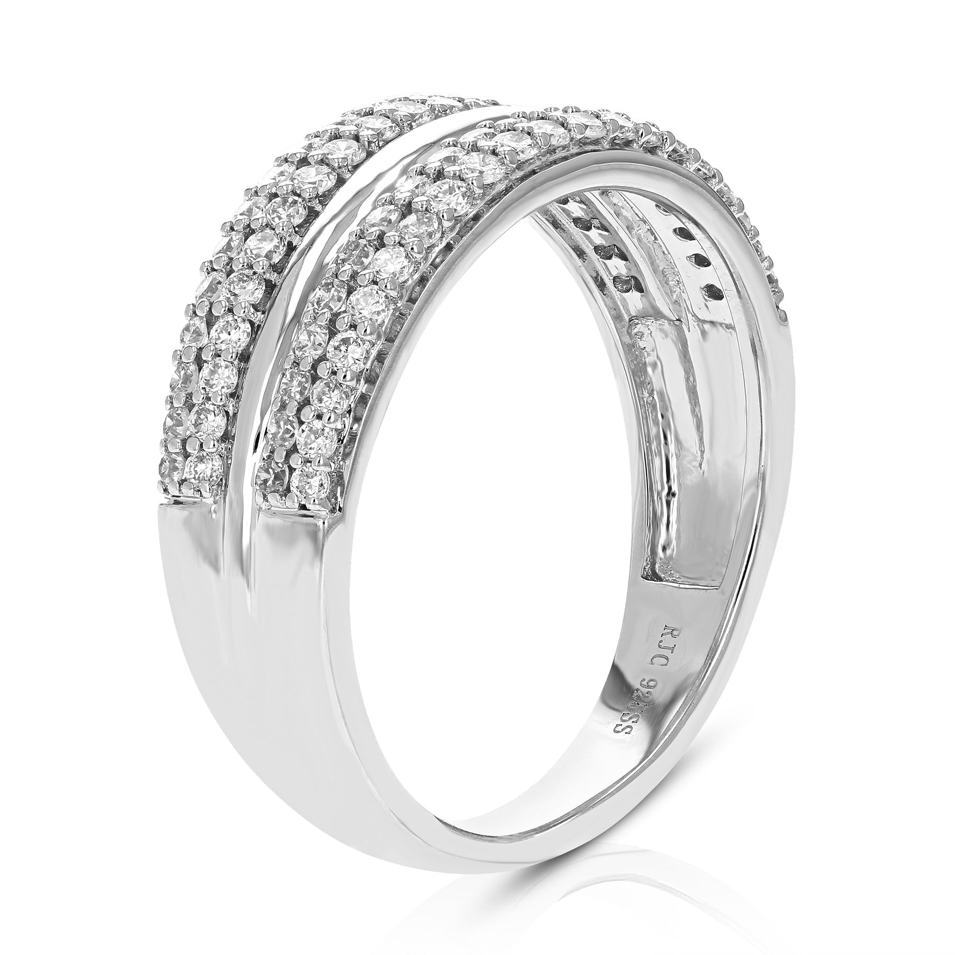 5/8 cttw 80 Stones Round Cut Lab Grown Diamond Wedding Band .925 Sterling Silver Prong Set