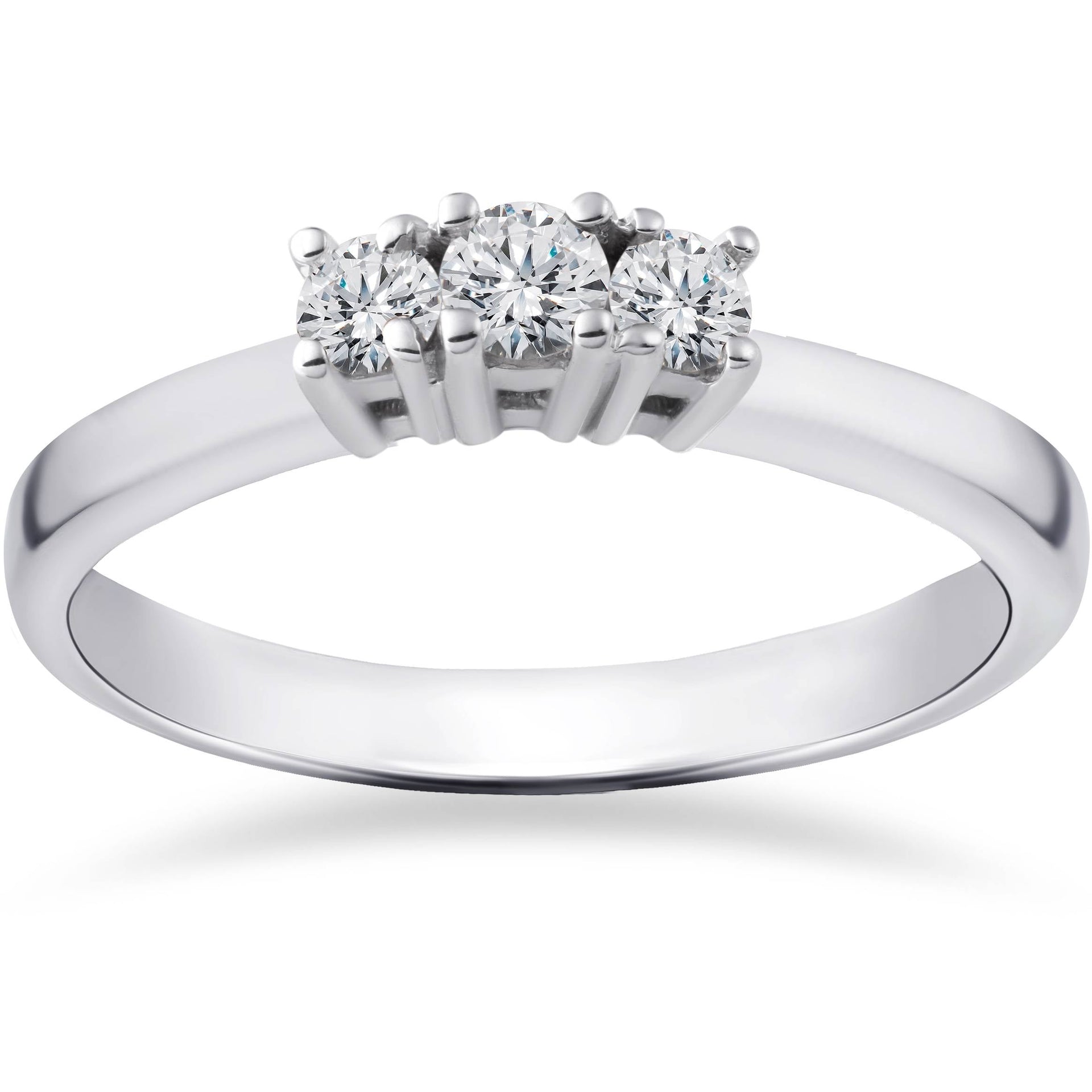 1/2 CT Three Stone Lab Created Diamond Engagement Ring 14K White Gold