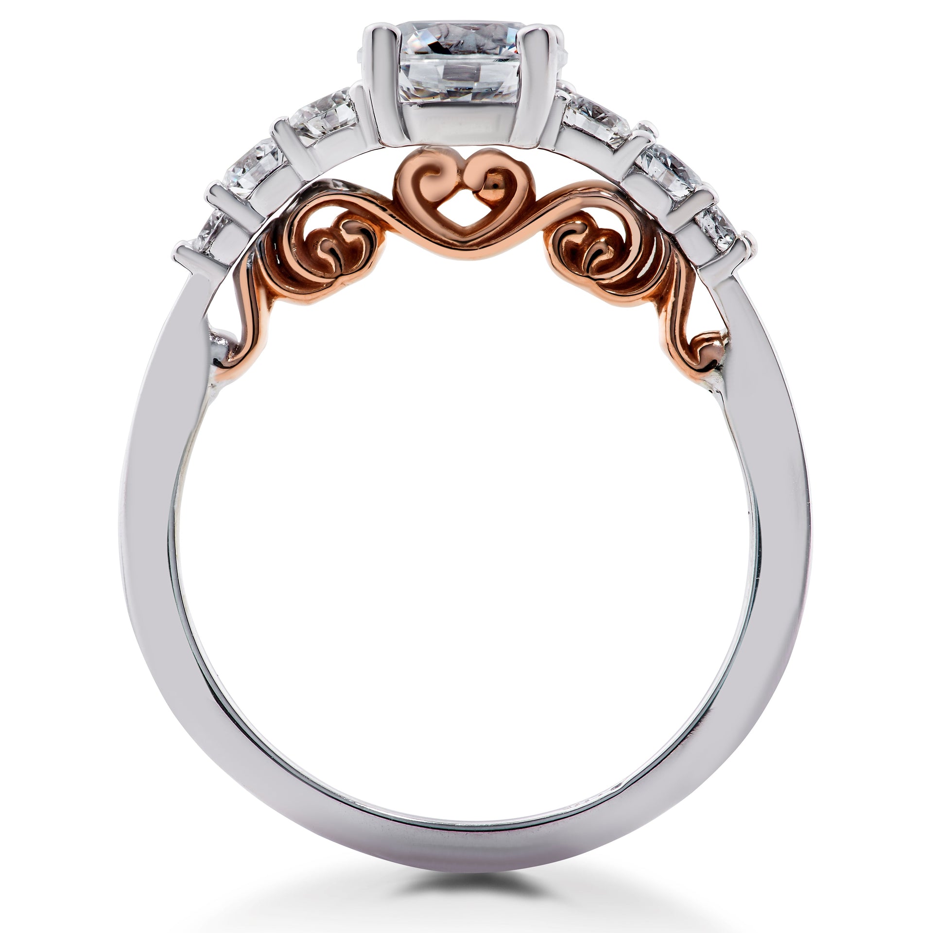 1 1/4 ct Diamond Lab Created Vintage Engagement Ring 14K White & Rose Gold