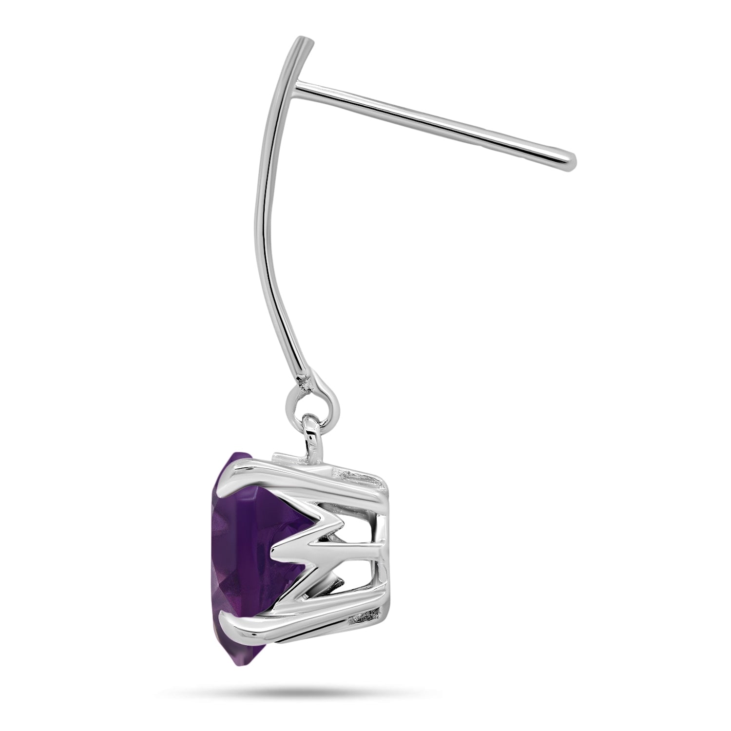 Sterling Silver with 8mm Round Cut Gemstone Dangle Drop Earrings