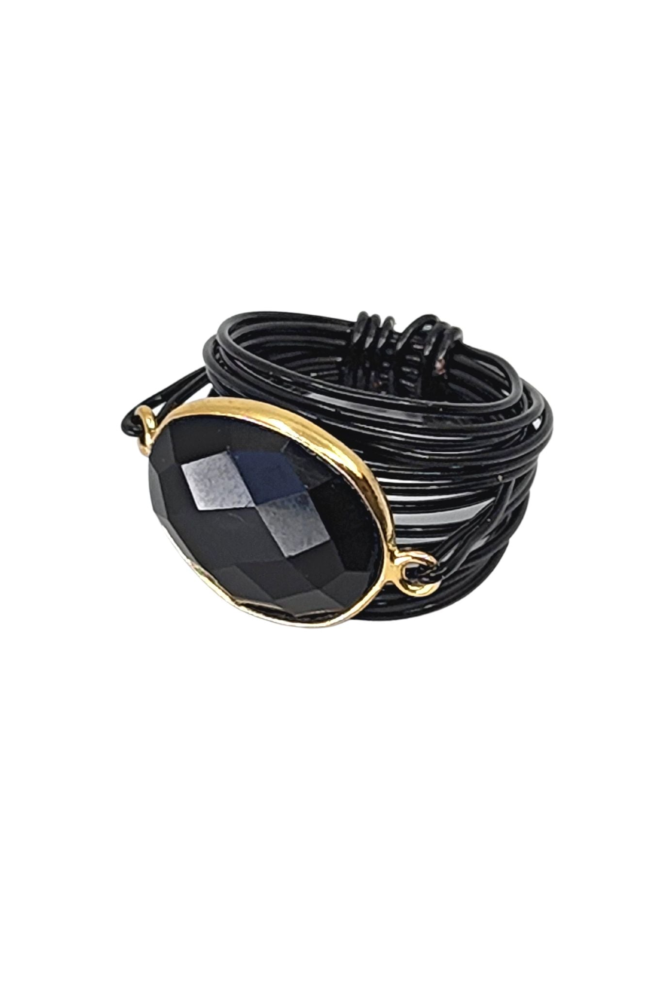 Torrey Ring in Black Onyx with Black Wrap