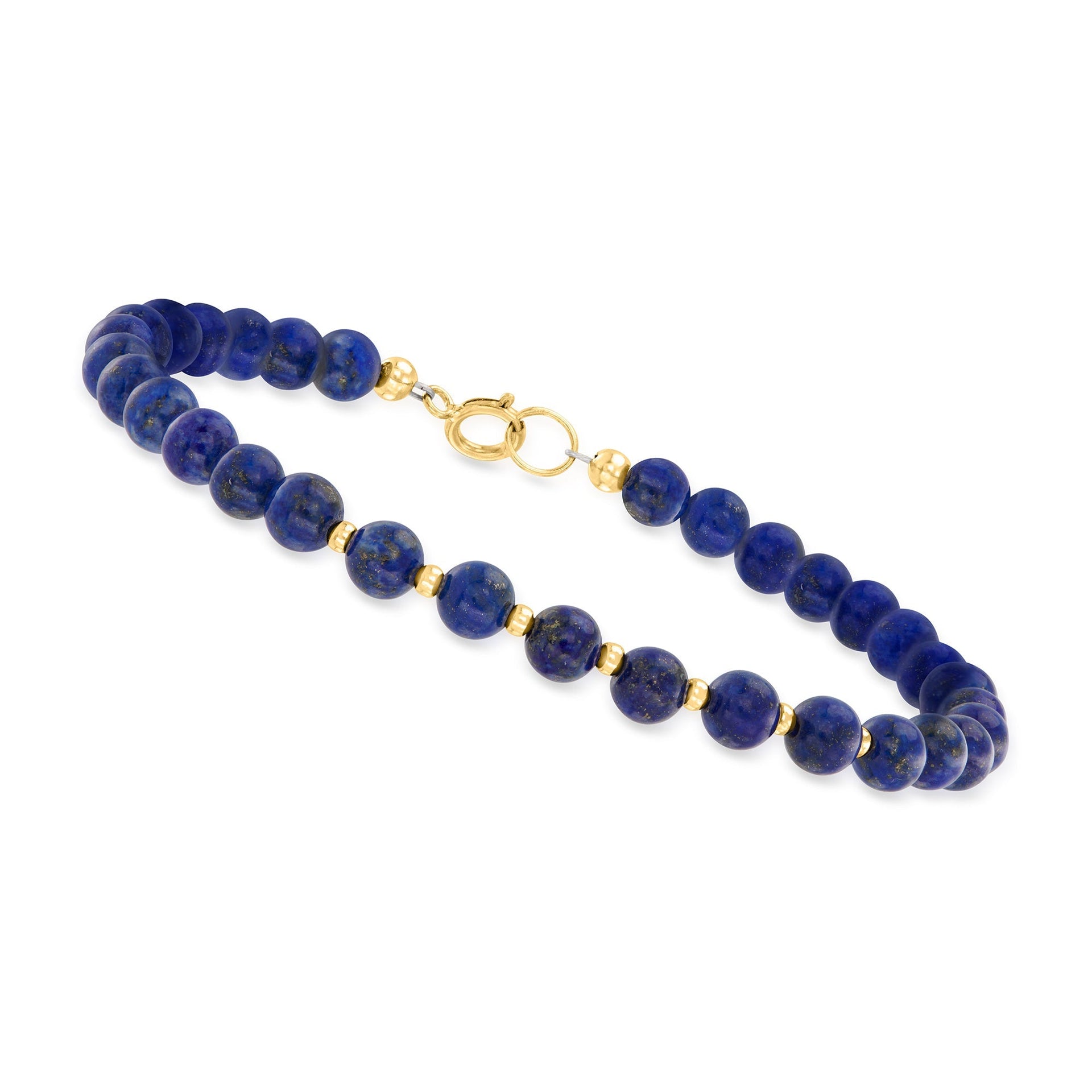 Canaria Fine Jewelry 4-5mm Lapis Bead Bracelet in 10kt Yellow Gold