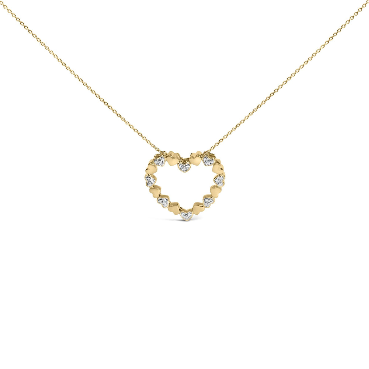Gold Vermeil Diamond Accent Puffed Heart Pendant Necklace
