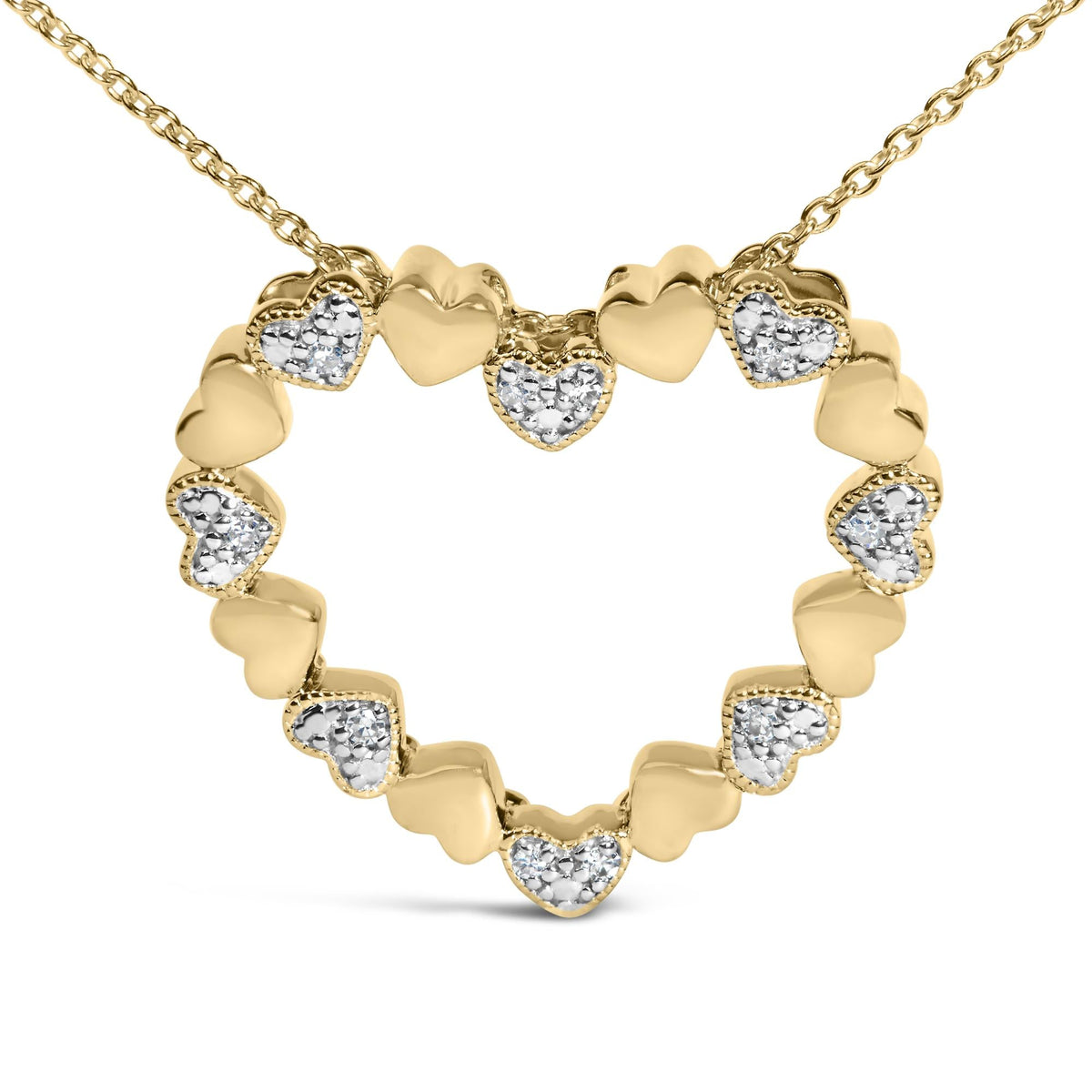 Gold Vermeil Diamond Accent Puffed Heart Pendant Necklace