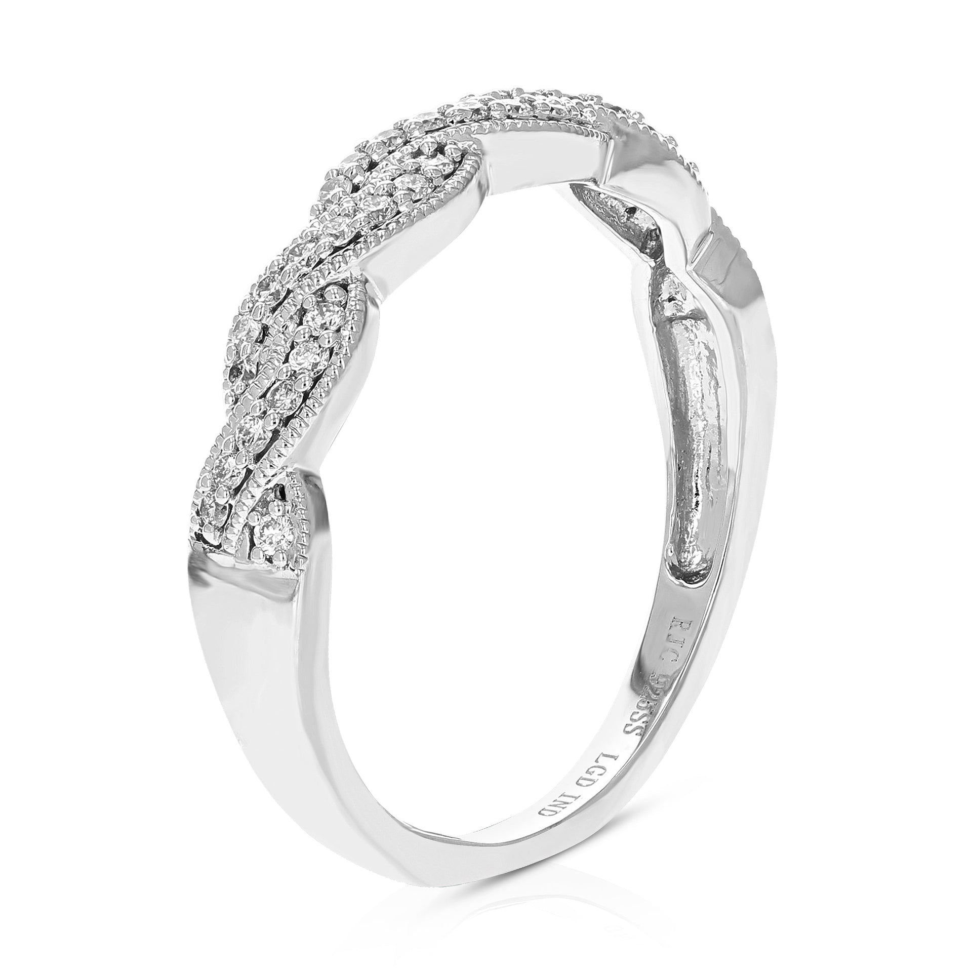 1/5 cttw Round Cut Lab Grown Diamond Prong Set Wedding Band .925 Sterling Silver