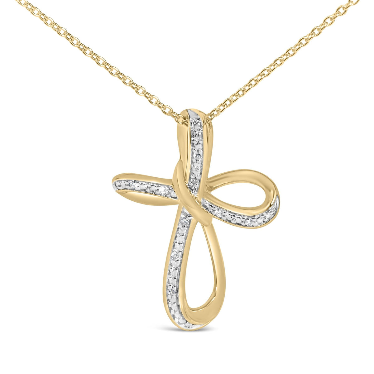 Gold Vermeil Diamond Accent Infinity Cross Pendant Necklace