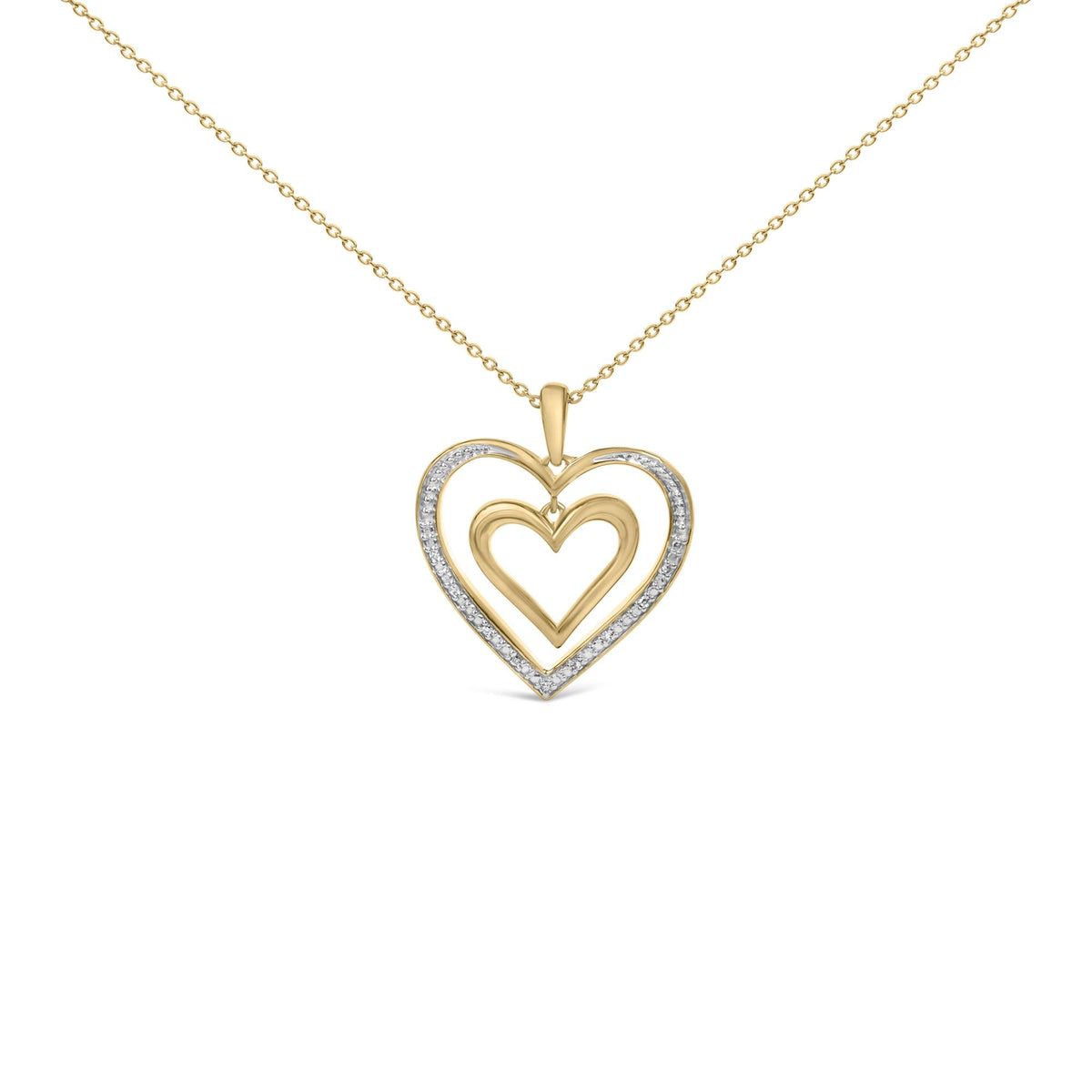 Gold Vermeil Diamond Accent Double Heart Pendant Necklace