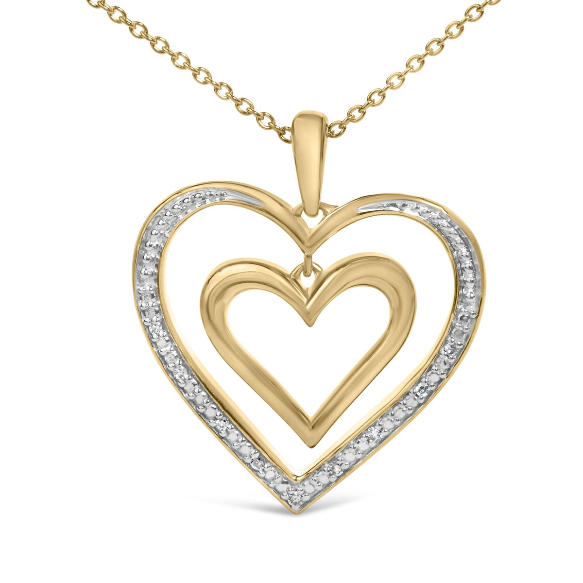 Gold Vermeil Diamond Accent Double Heart Pendant Necklace