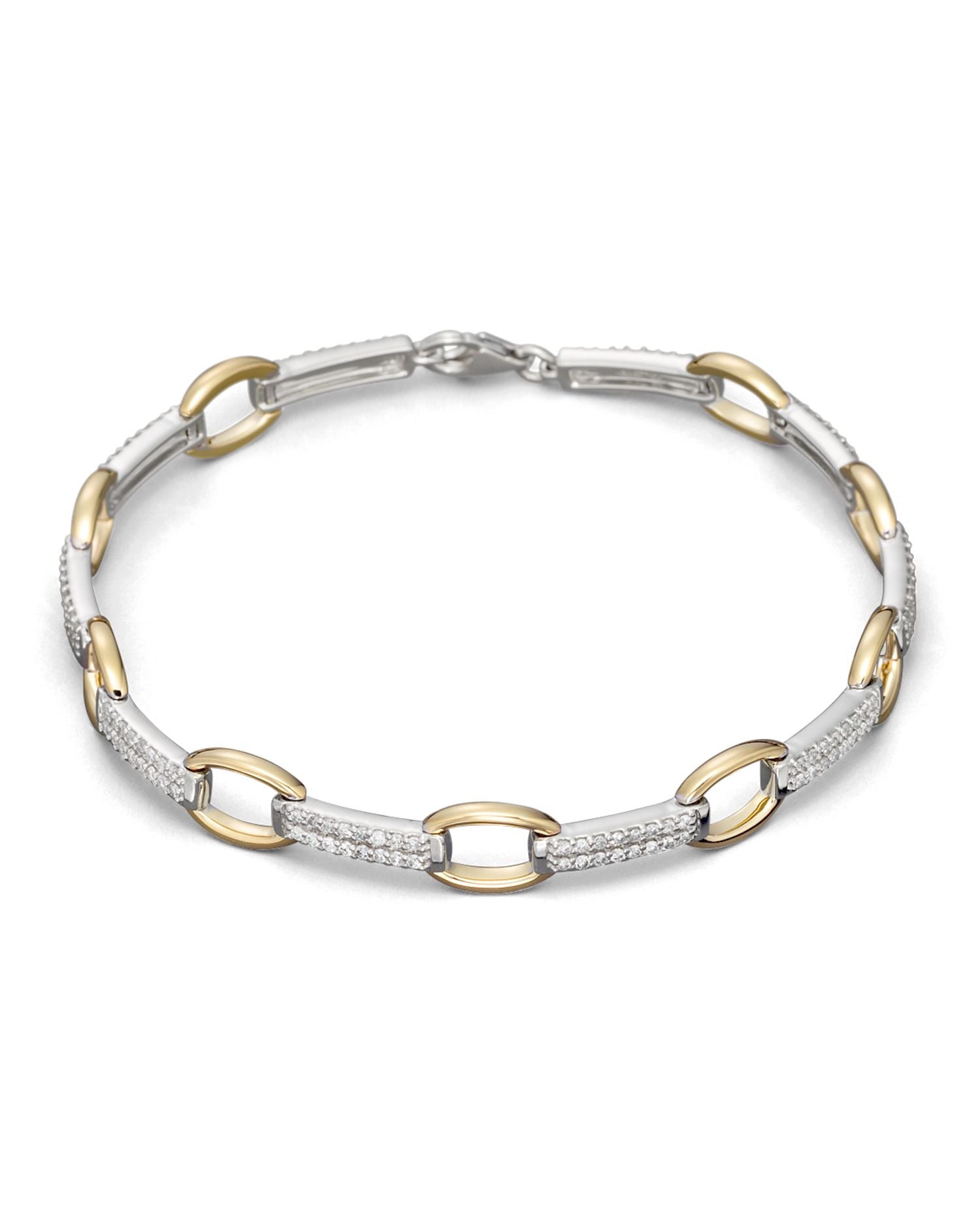 Pavé Diamond Link Bracelet in 14K White and Yellow Gold, 0.75 ct. t.w. - Exclusive