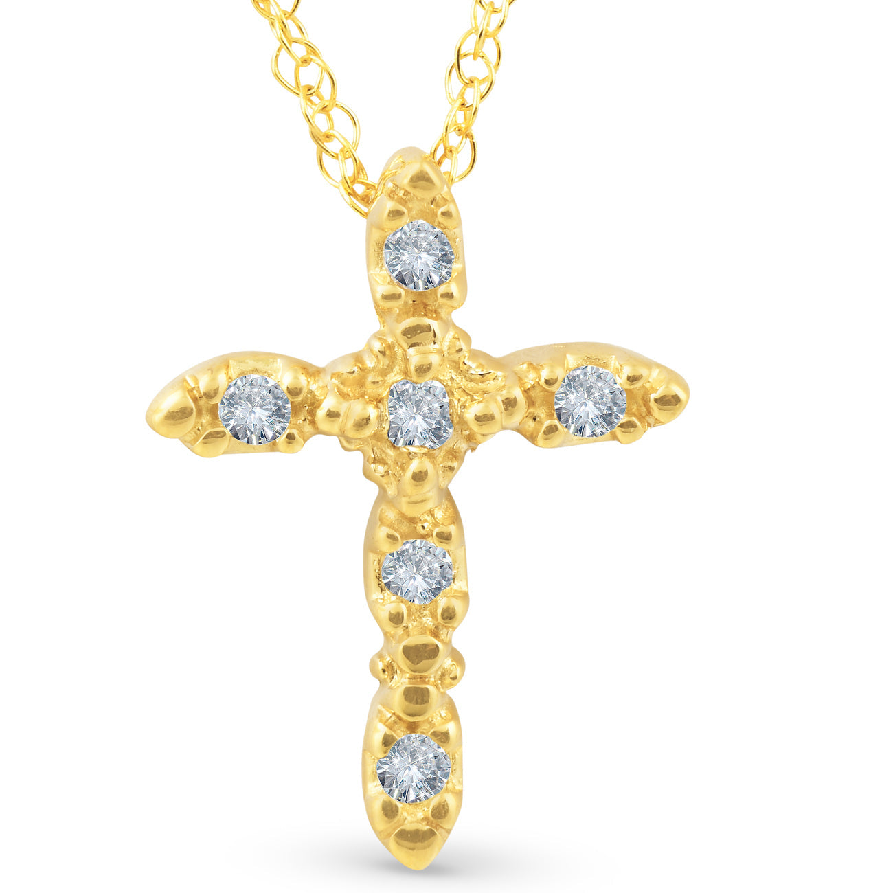 1/5ct Diamond Cross Pendant 14K Yellow Gold 3/4' Tall