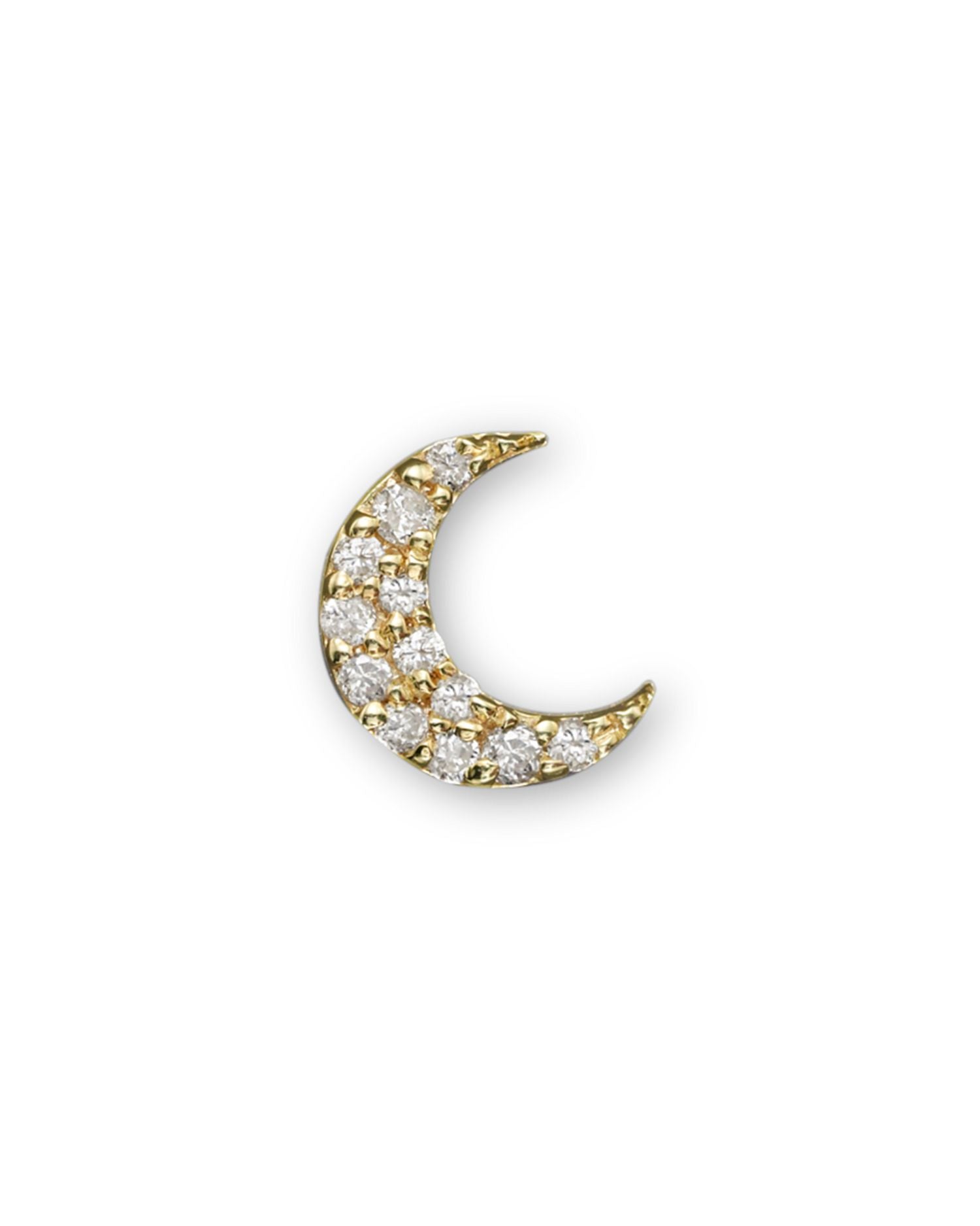 14K Yellow Gold Single Stud Moon Earring