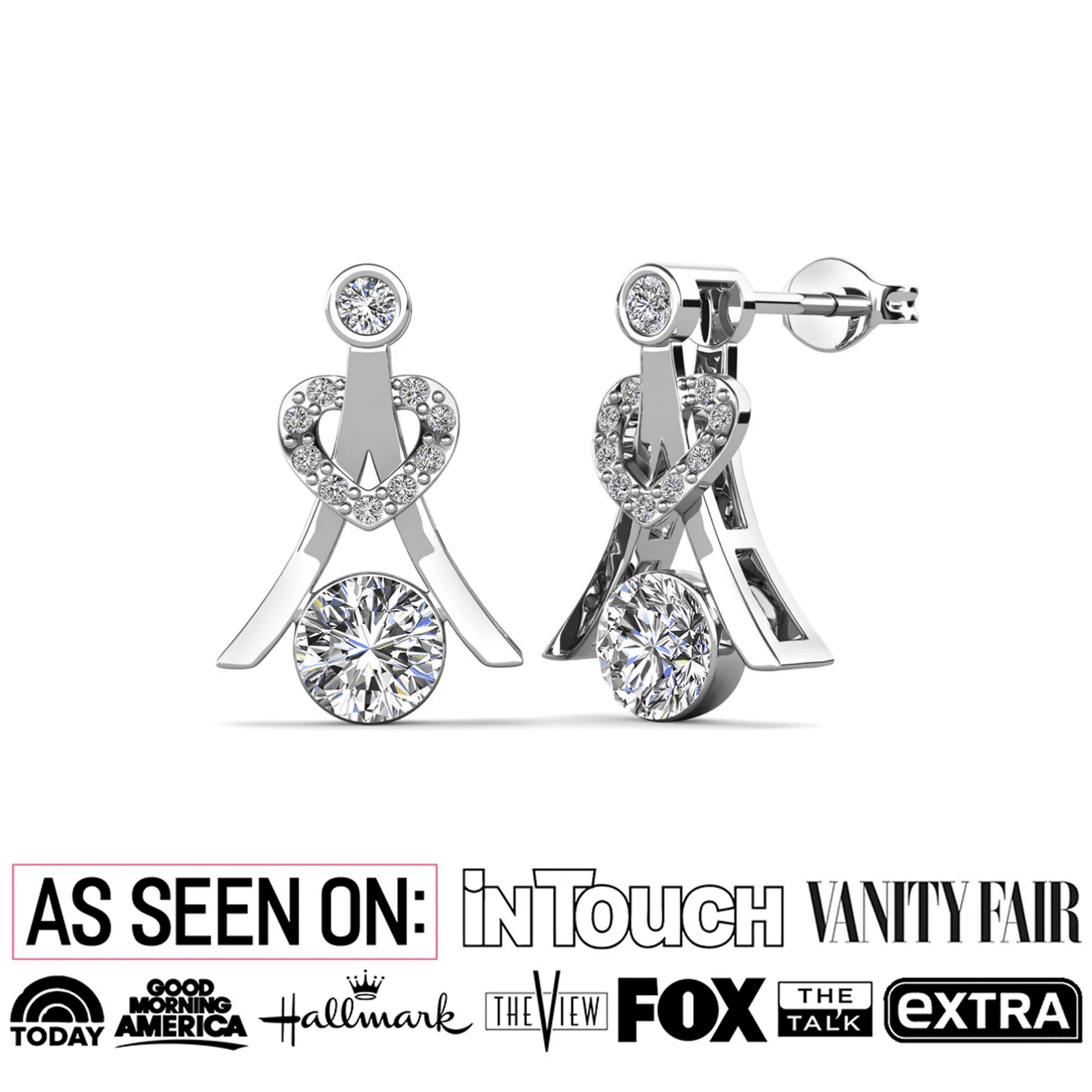 Serenity January Birthstone Garnet Earrings 18k White Gold Plated Silver Earrings with Round Cut Swarovski Crystals