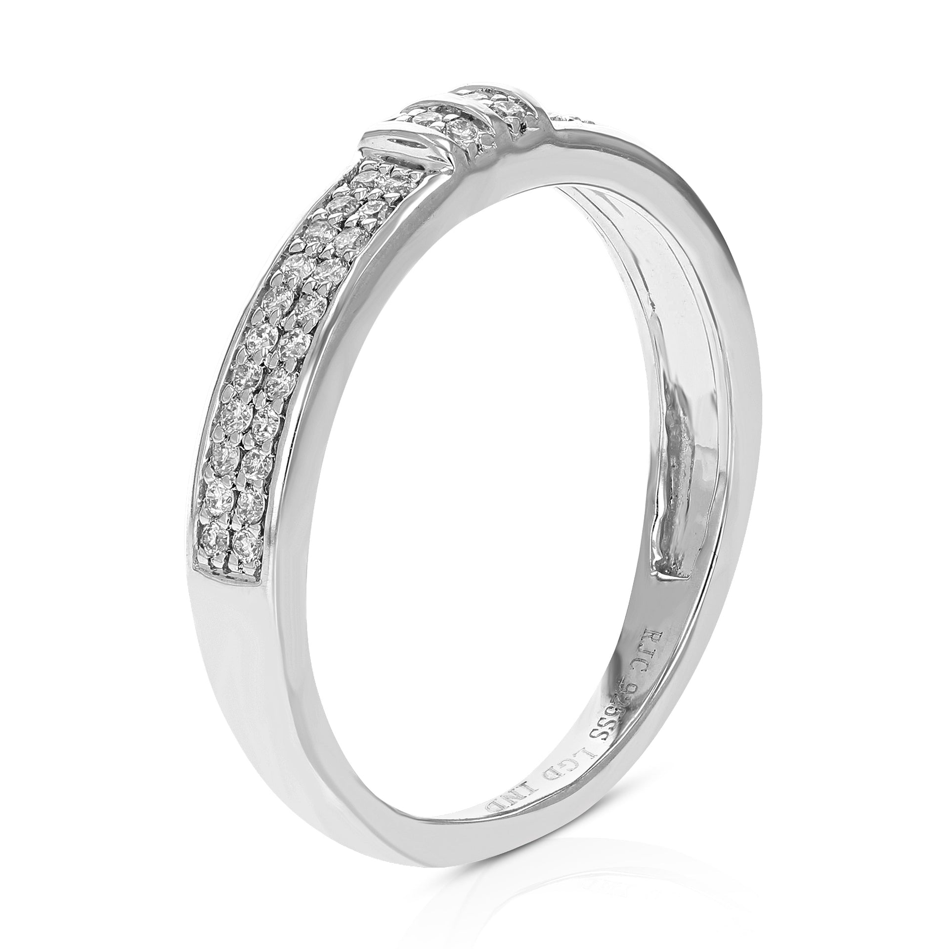 1/5 cttw Round Cut Lab Grown Diamond Wedding Band For Women .925 Sterling Silver Prong Set