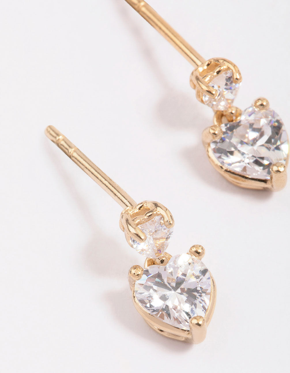 Lovisa Gold Plated Sterling Silver Heart Cubic Zirconia Stud Earrings | Premium Gold Plated On 925 Sterling Silver | Hypoallergenic | On-trend Classics