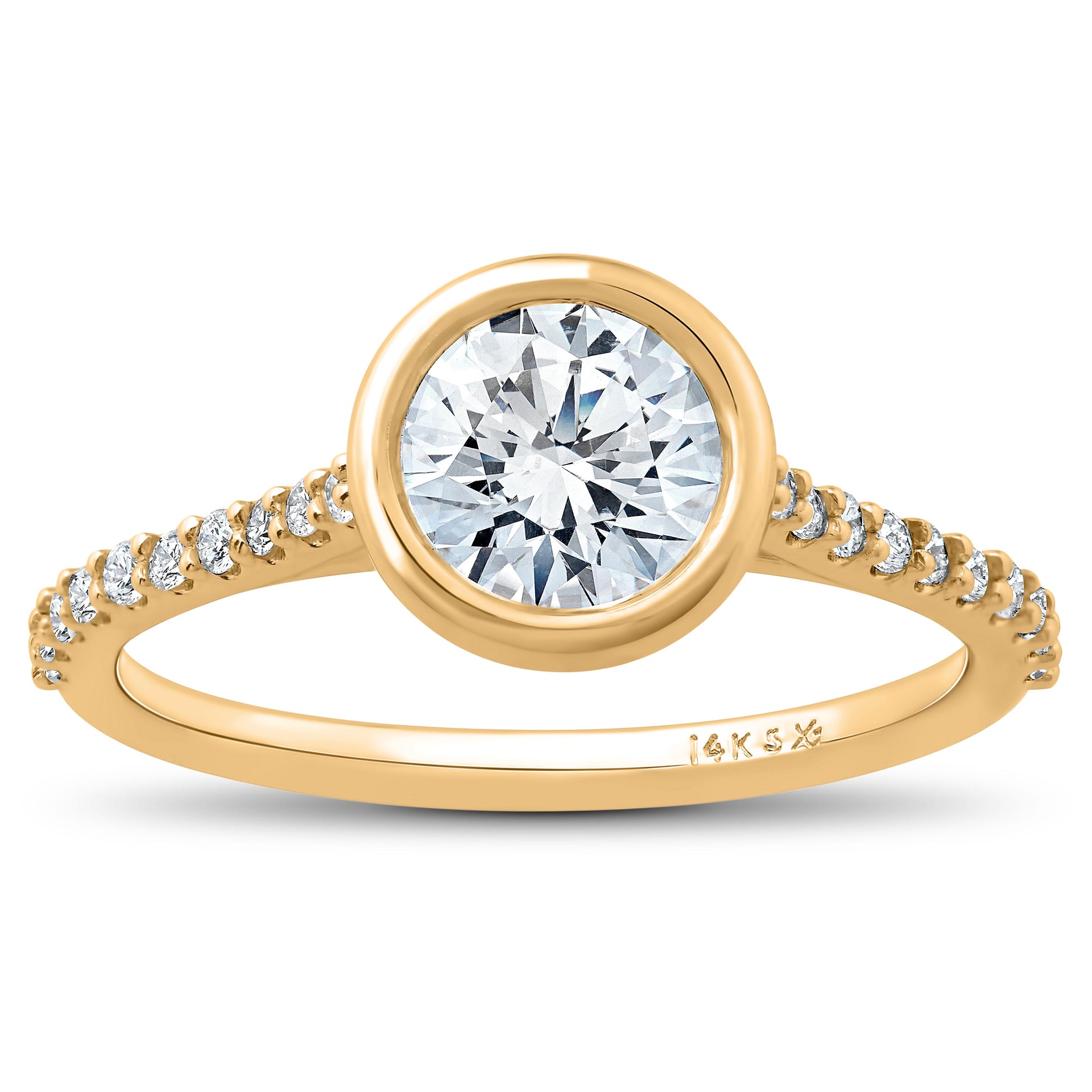 1 ct Charlotte Diamond Engagement Ring 14k Yellow Gold Lab Grown Bezel Round