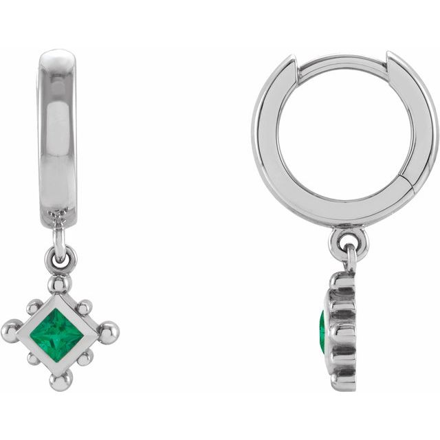 Emerald-Cut Lab-grown Diamond Hoop Earrings in 14K White Gold