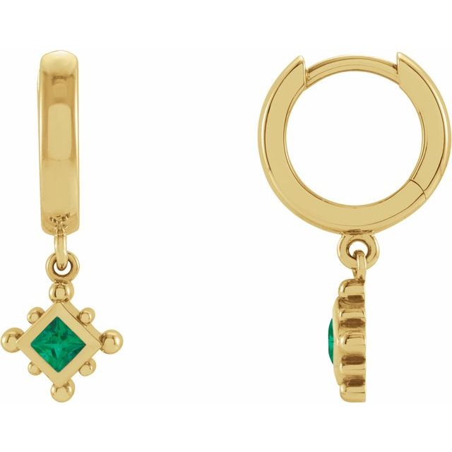 Emerald-Cut Lab-grown Diamond Hoop Earrings in 14K White Gold