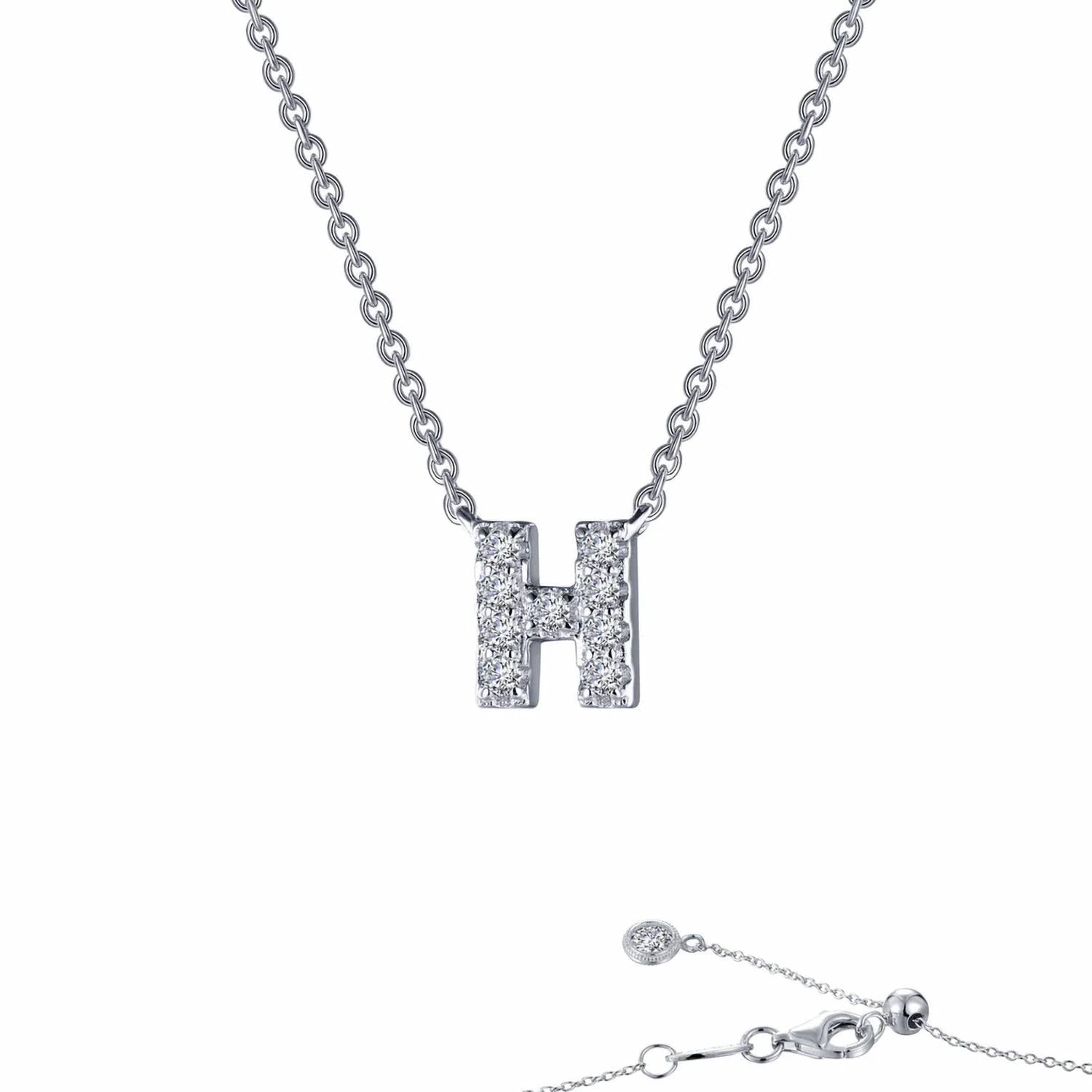 Letter H Pendant Necklace In Silver