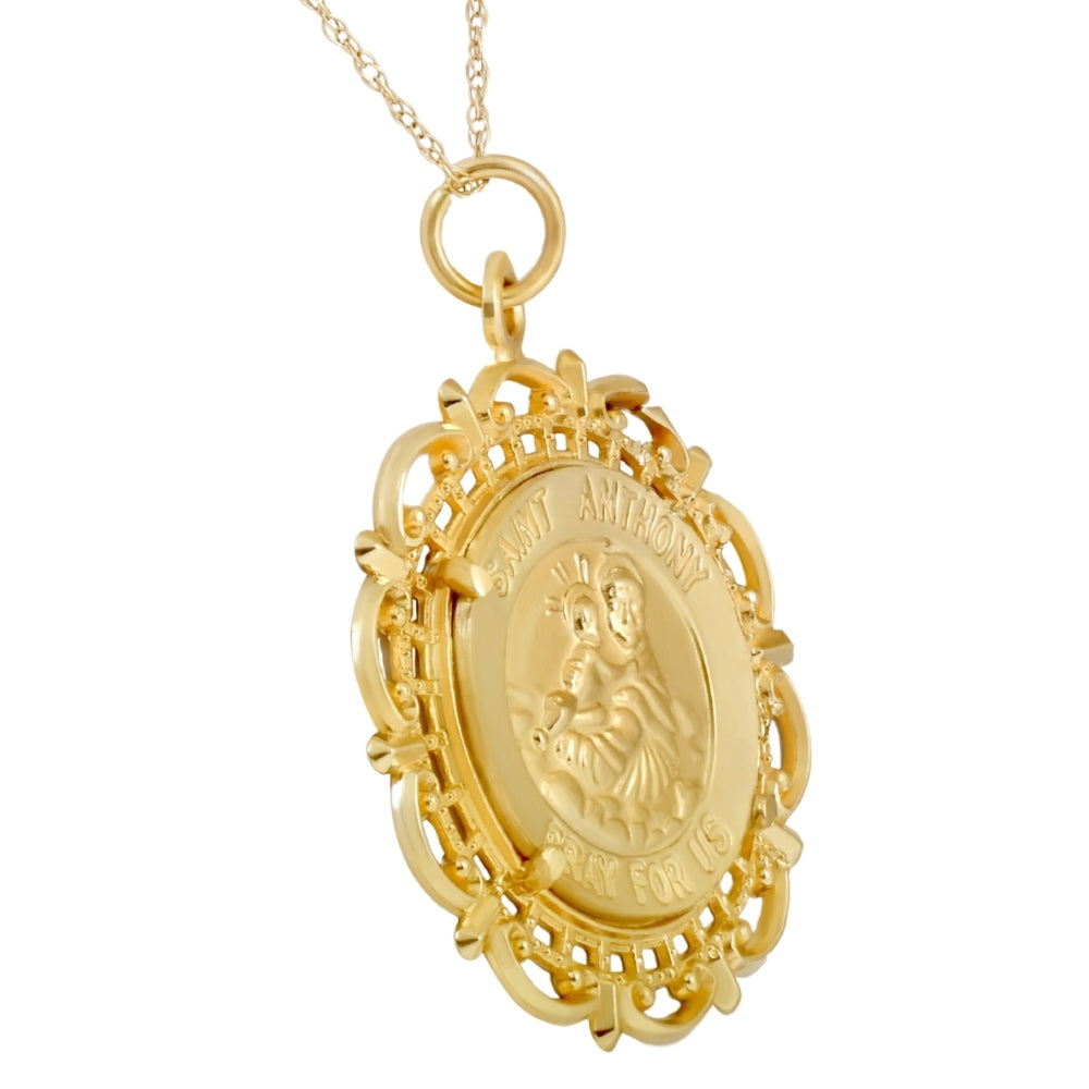 14k Yellow Gold St. Anthony Medal Pendant 1' Tall 3.5 Grams