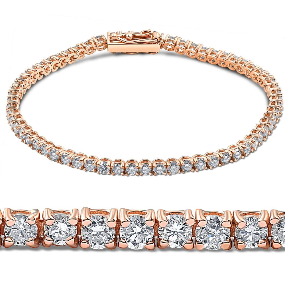 4ct Diamond Tennis Bracelet 14K Rose Gold 7'