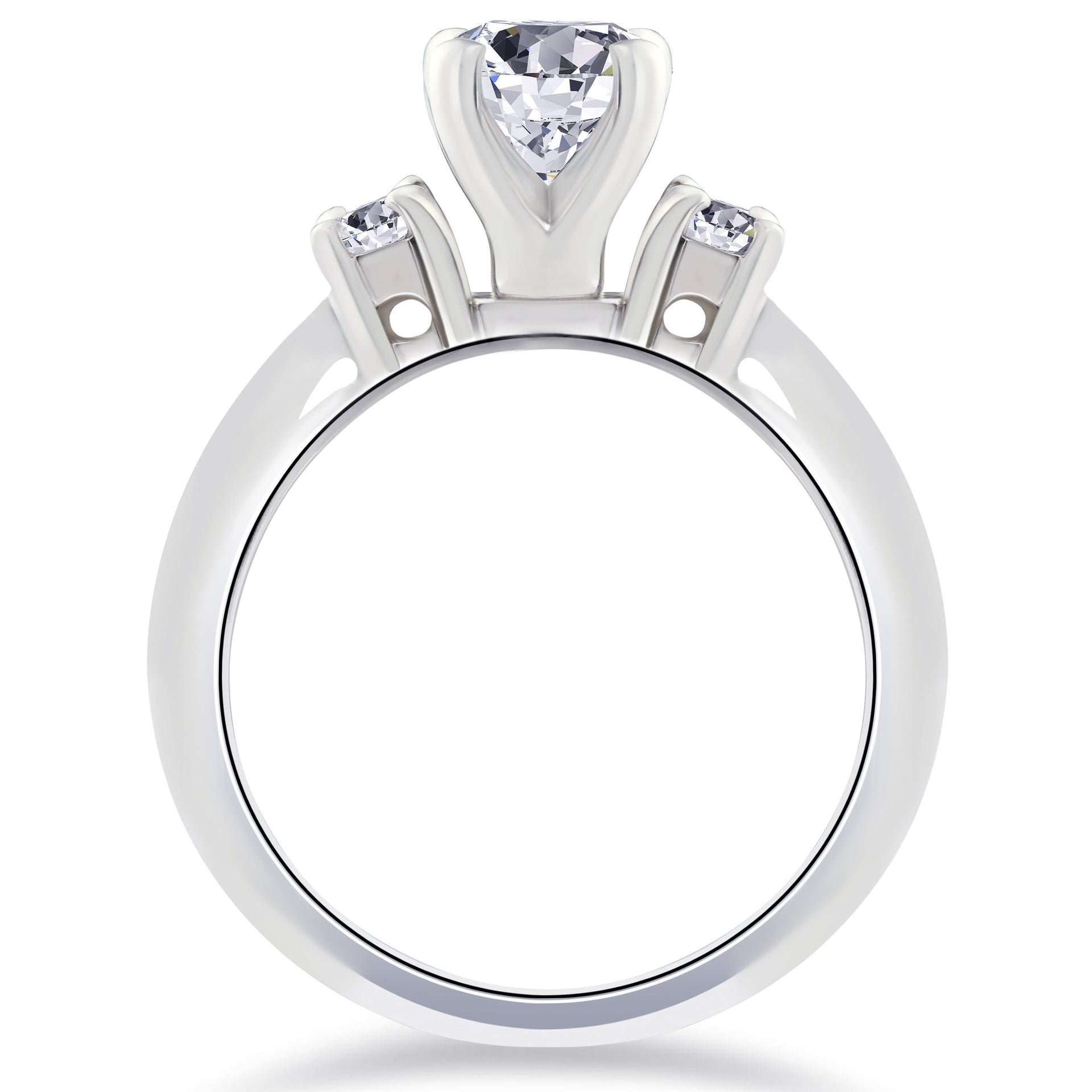 1ct Three Stone Diamond Engagement Anniversary Ring 14K White Gold