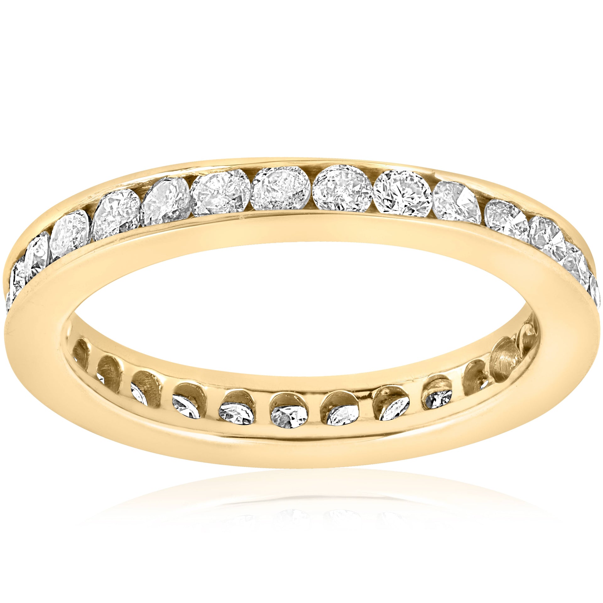 1ct Diamond Wedding Eternity Stackable 14K Yellow Gold Ring Channel Set