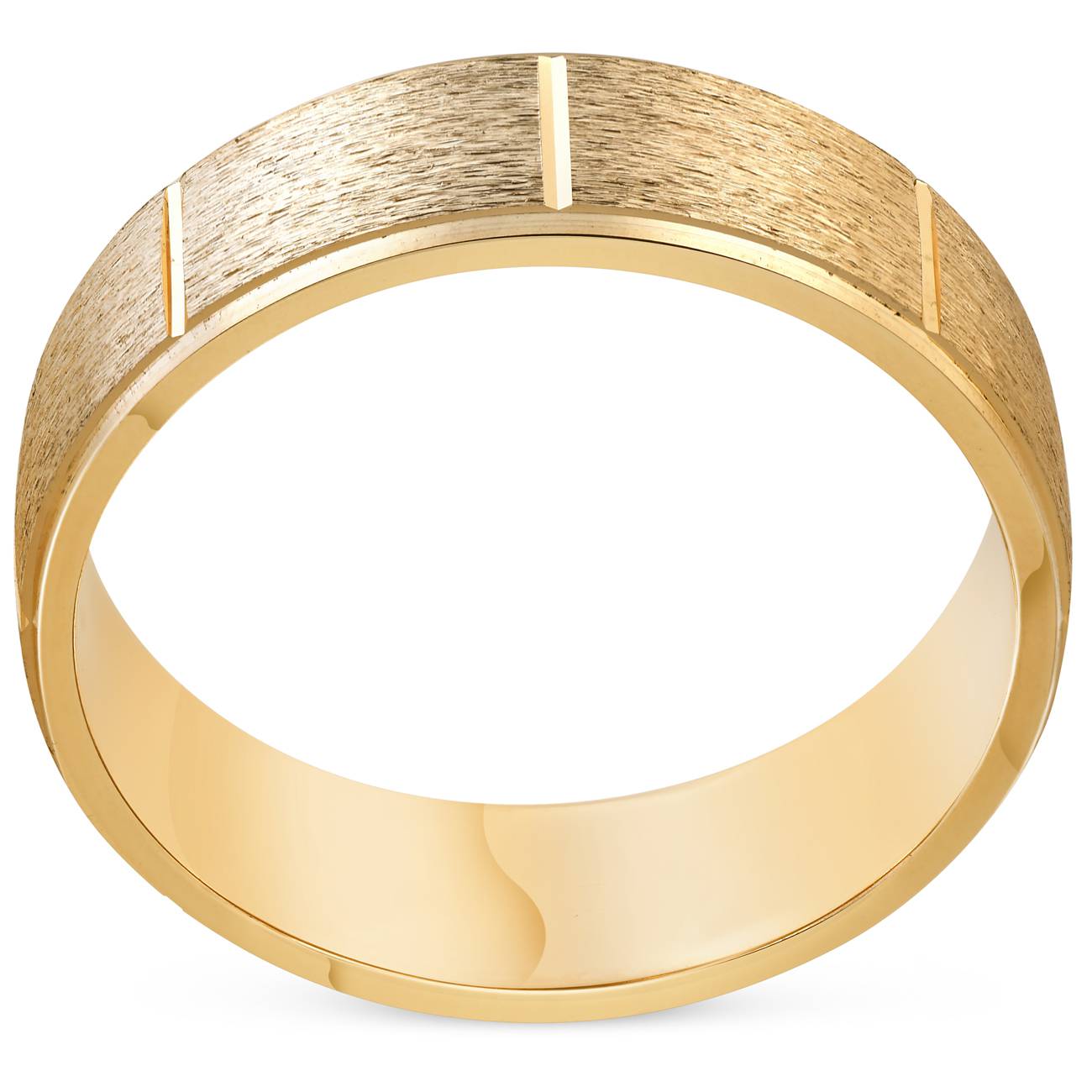 6mm Brushed Wedding Band 10K Yellow Gold Size Selectable