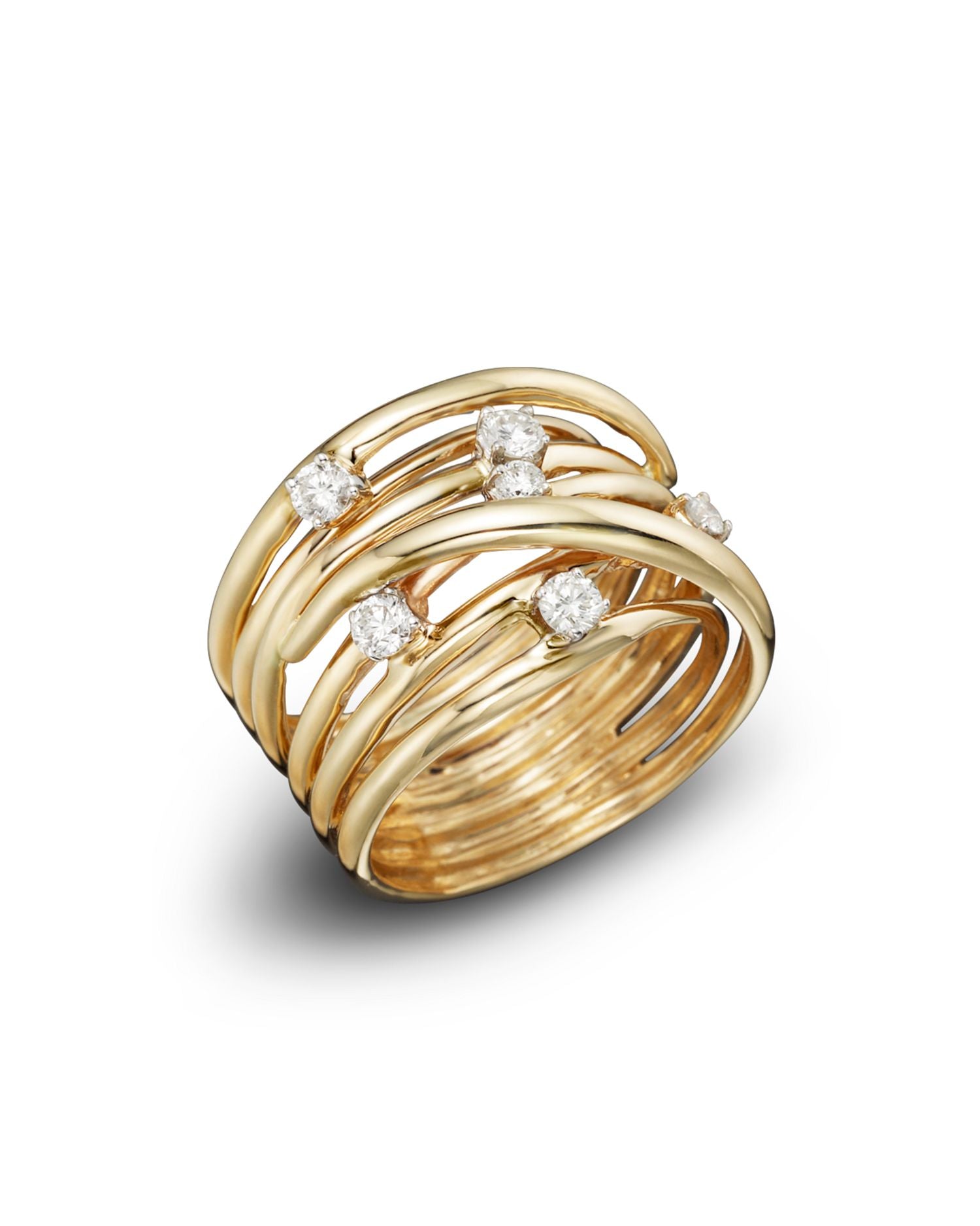 Diamond Station Crossover Band in 14K Yellow Gold, .35 ct. t.w. - Exclusive